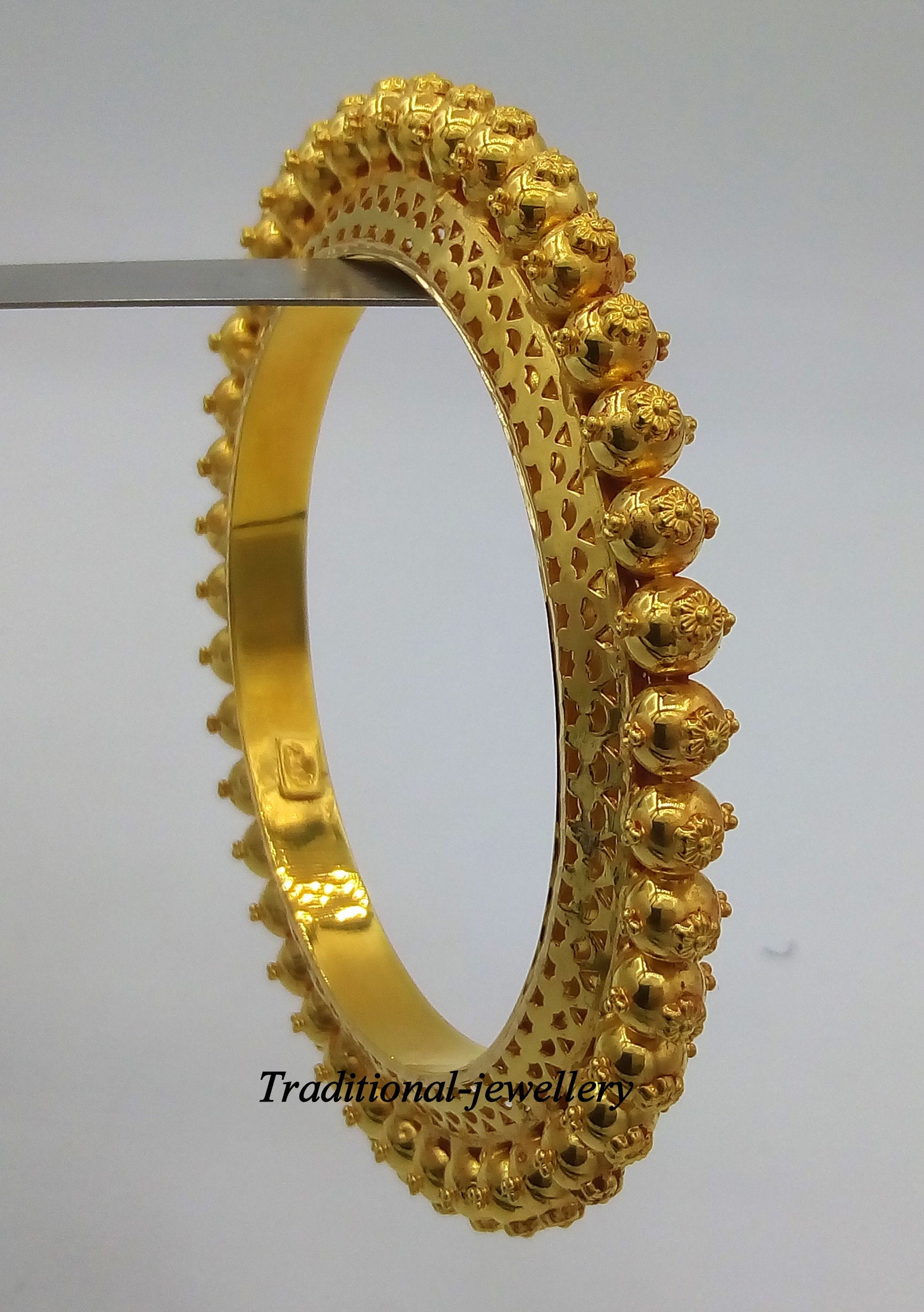 Vintage 22kt yellow gold handmade antique design excellent wedding bangle bracelet women's jewelry - TRIBAL ORNAMENTS