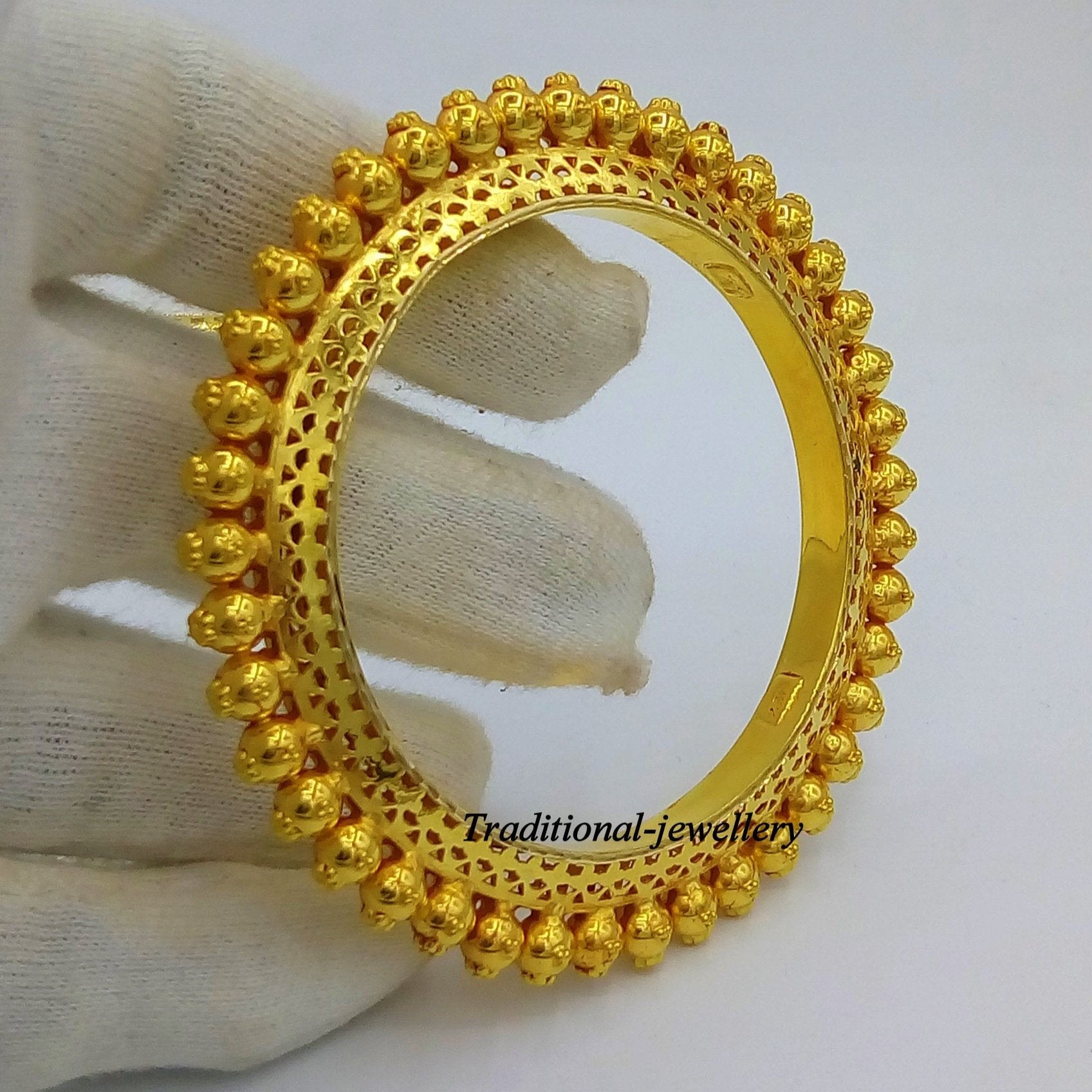 Vintage 22kt yellow gold handmade antique design excellent wedding bangle bracelet women's jewelry - TRIBAL ORNAMENTS