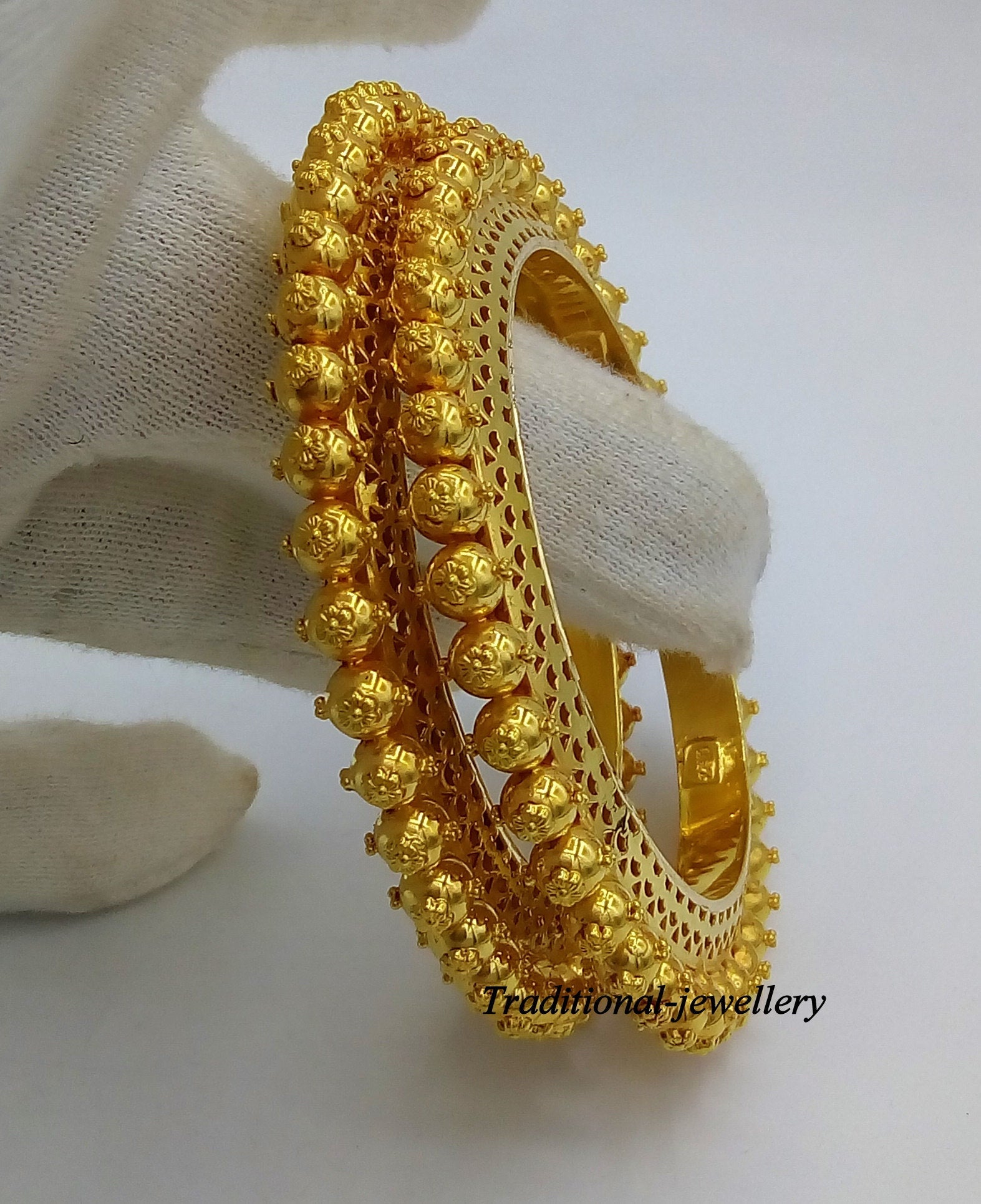 Vintage 22kt yellow gold handmade antique design excellent wedding bangle bracelet women's jewelry - TRIBAL ORNAMENTS