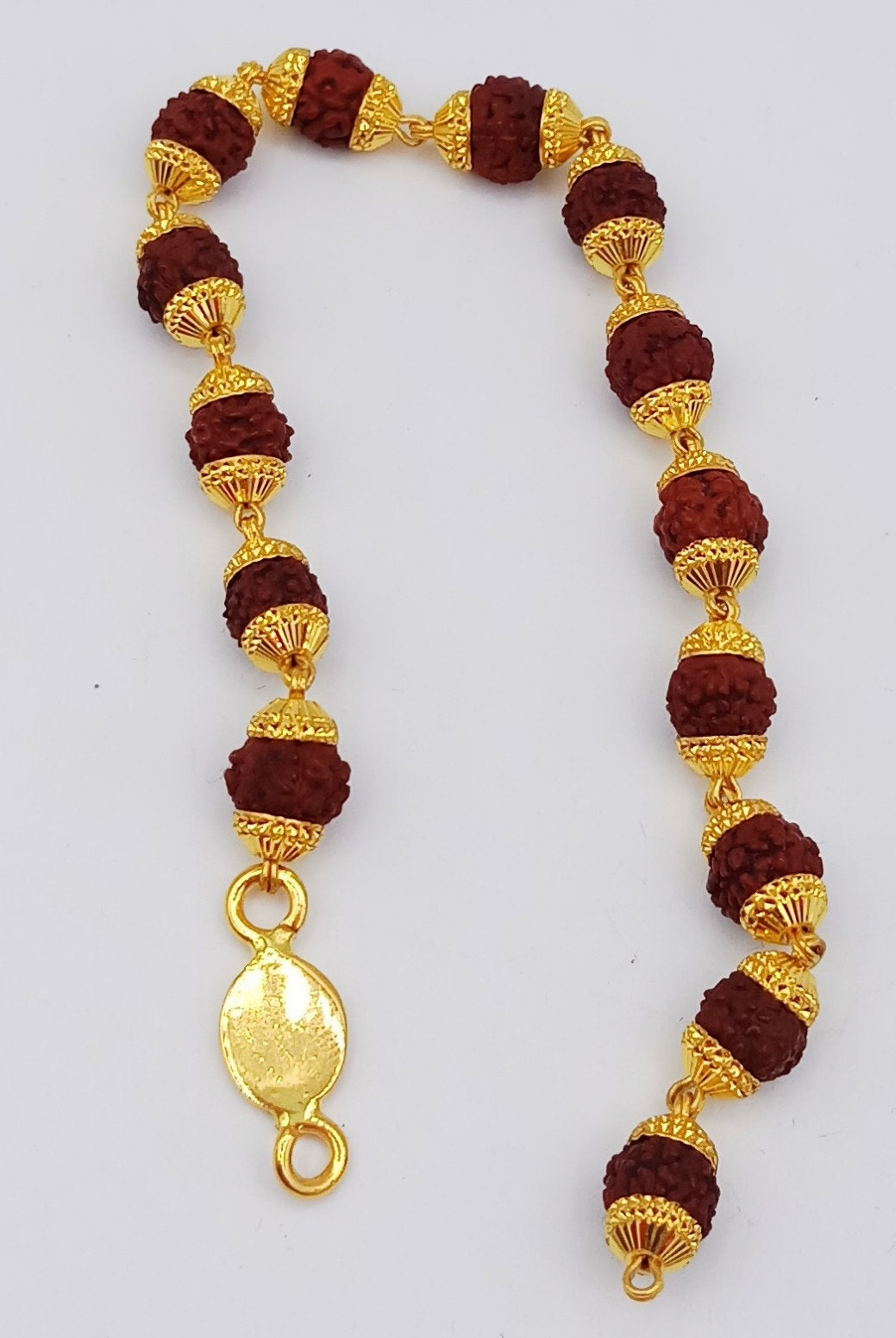 22 karat yellow gold with natural rudraksha beads handmade bracelet fabulous vintage designer 7.5",8", 8.5" 9" gifting jewelry - TRIBAL ORNAMENTS