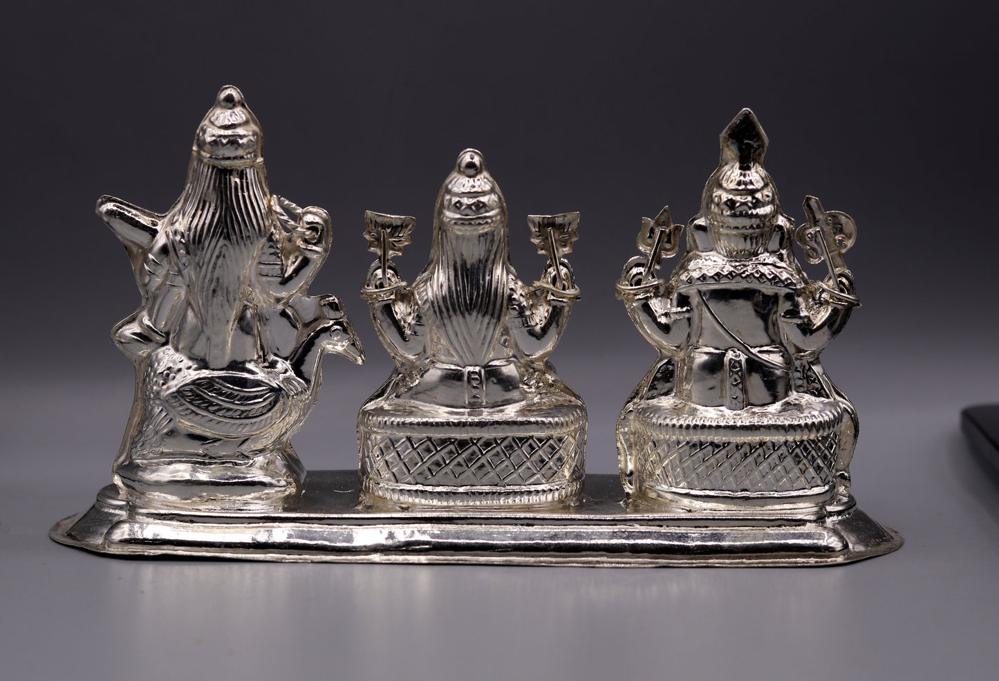 Vintage handmade silver Indian goddess Laxmi, Saraswati Ganesha figurine statue art for puja, puja article, silver utensils, silver art - TRIBAL ORNAMENTS