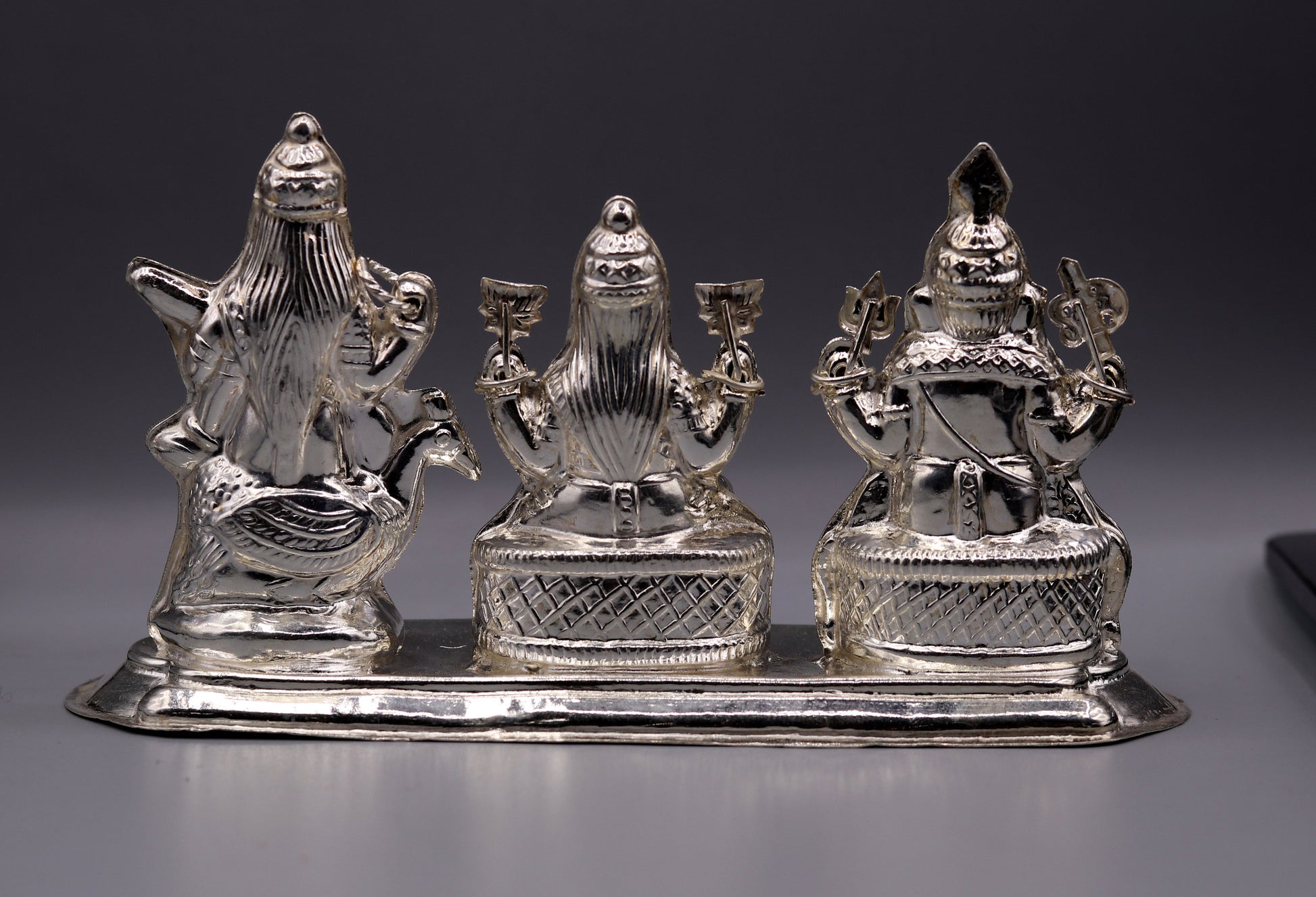 Vintage handmade silver Indian goddess Laxmi, Saraswati Ganesha figurine statue art for puja, puja article, silver utensils, silver art - TRIBAL ORNAMENTS