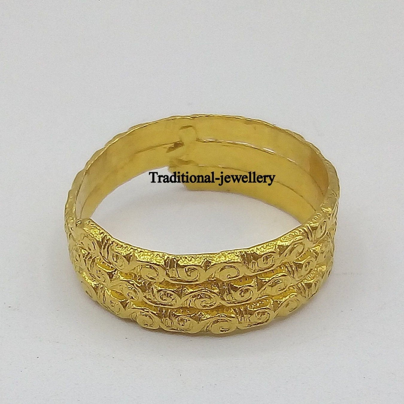 Vintage antique design 22k yellow gold handmade ring band fabulous indian tribal unisex jewelry - TRIBAL ORNAMENTS