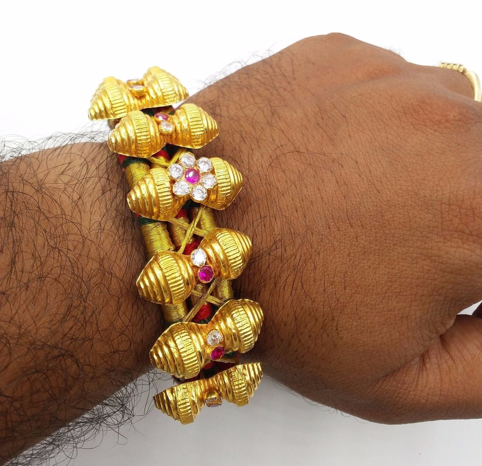 Vintage antique design handmade fabulous cuff bracelet 20 karat yellow gold tribal belly dance jewelry from rajasthan india - TRIBAL ORNAMENTS