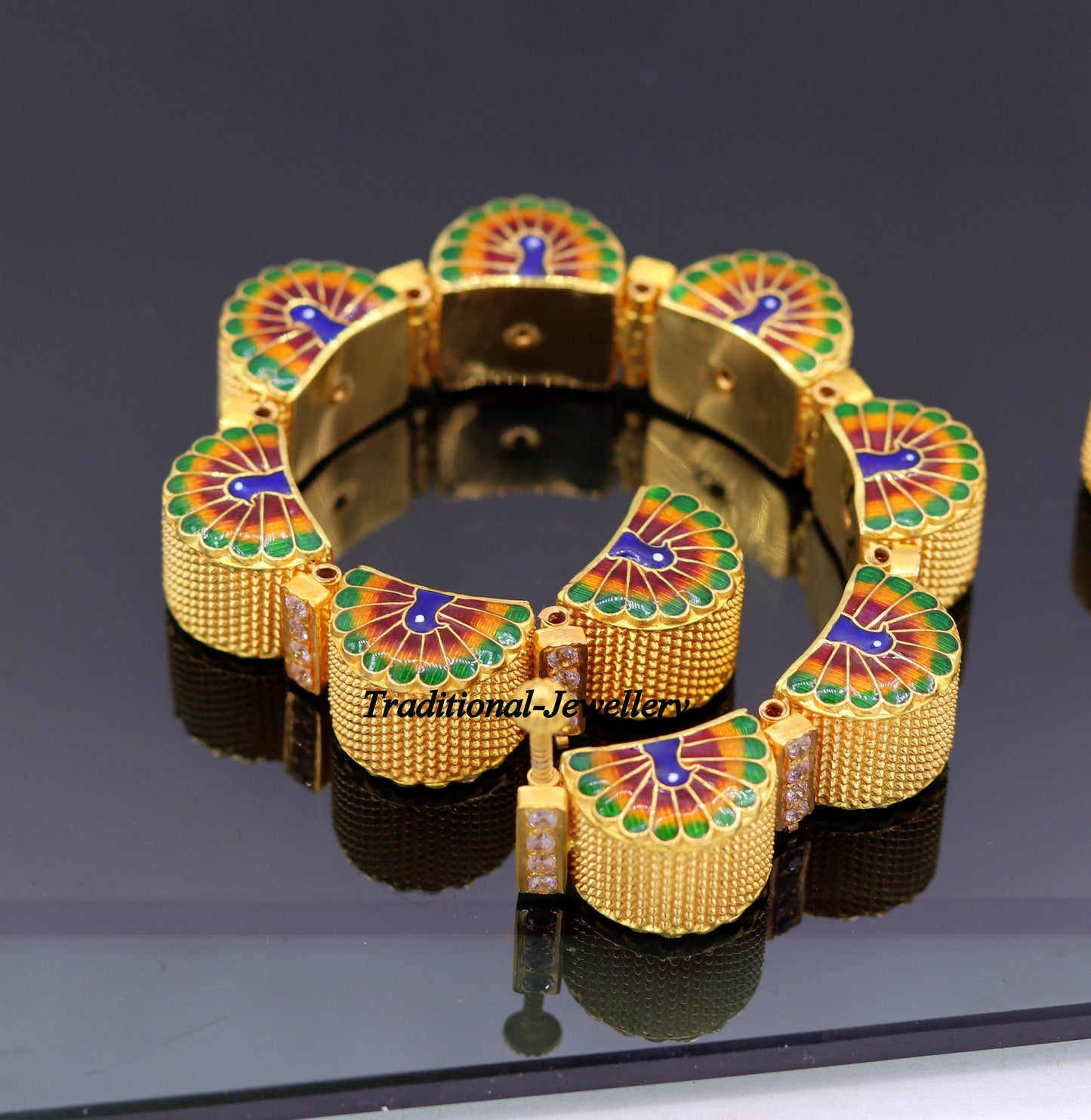 22k yellow gold handmade Top class rajasthani bangle bracelet Gajara pair traditional wedding anniversary party belly dance jewelry - TRIBAL ORNAMENTS