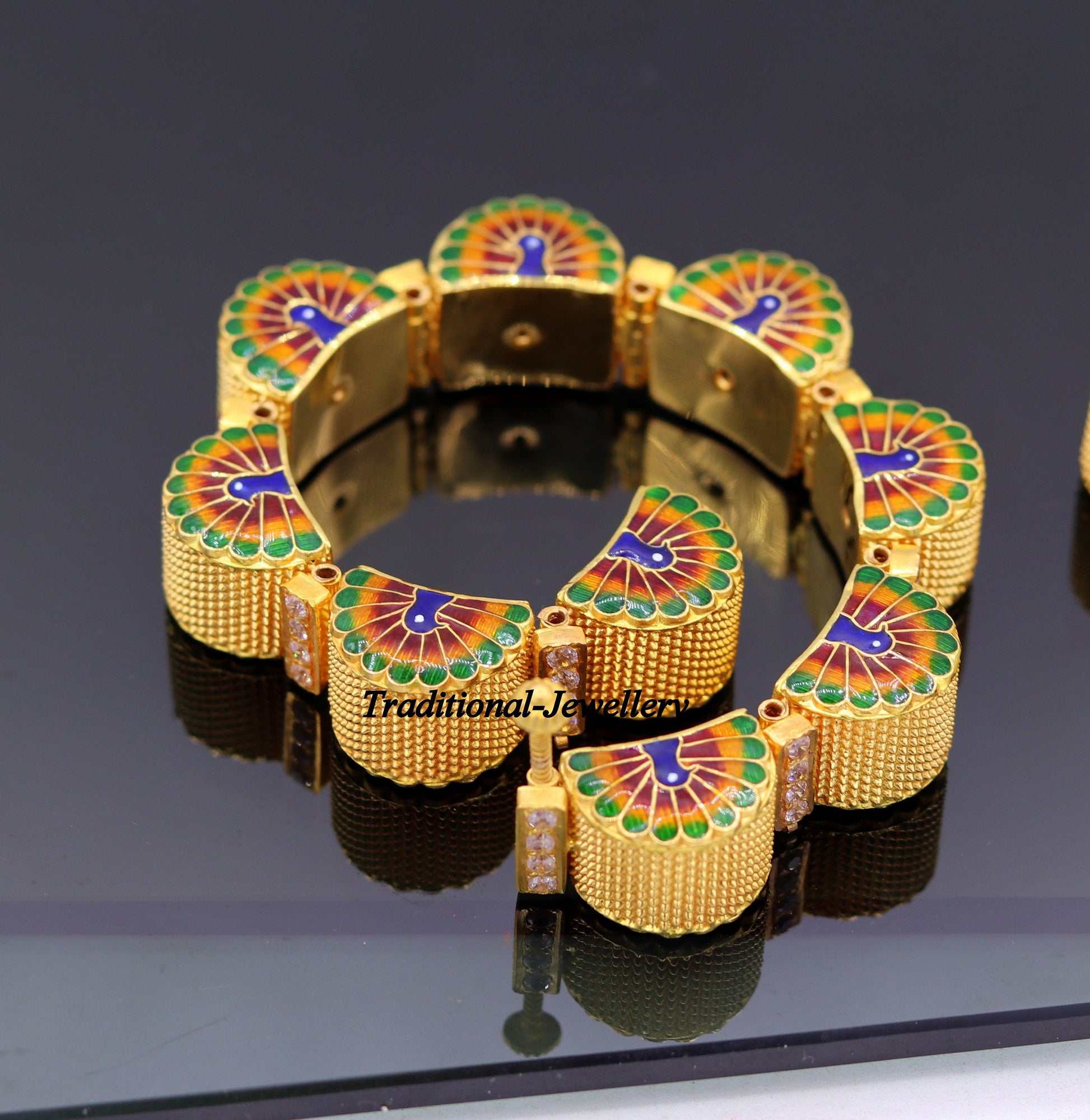 22k yellow gold handmade Top class rajasthani bangle bracelet Gajara pair traditional wedding anniversary party belly dance jewelry - TRIBAL ORNAMENTS