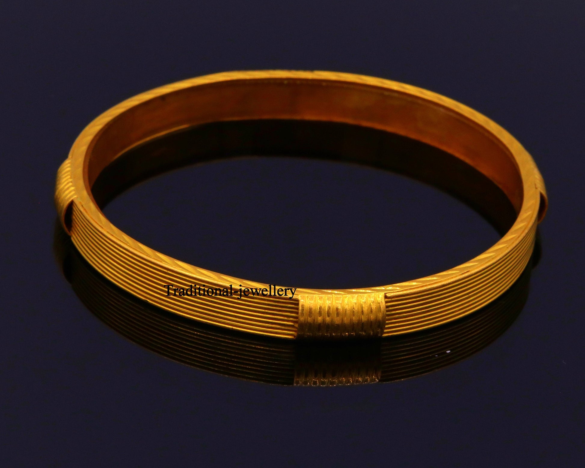 22kt yellow solid gold vintage antique designer bangle bracelet women's wedding anniversary jewelry belly dance - TRIBAL ORNAMENTS