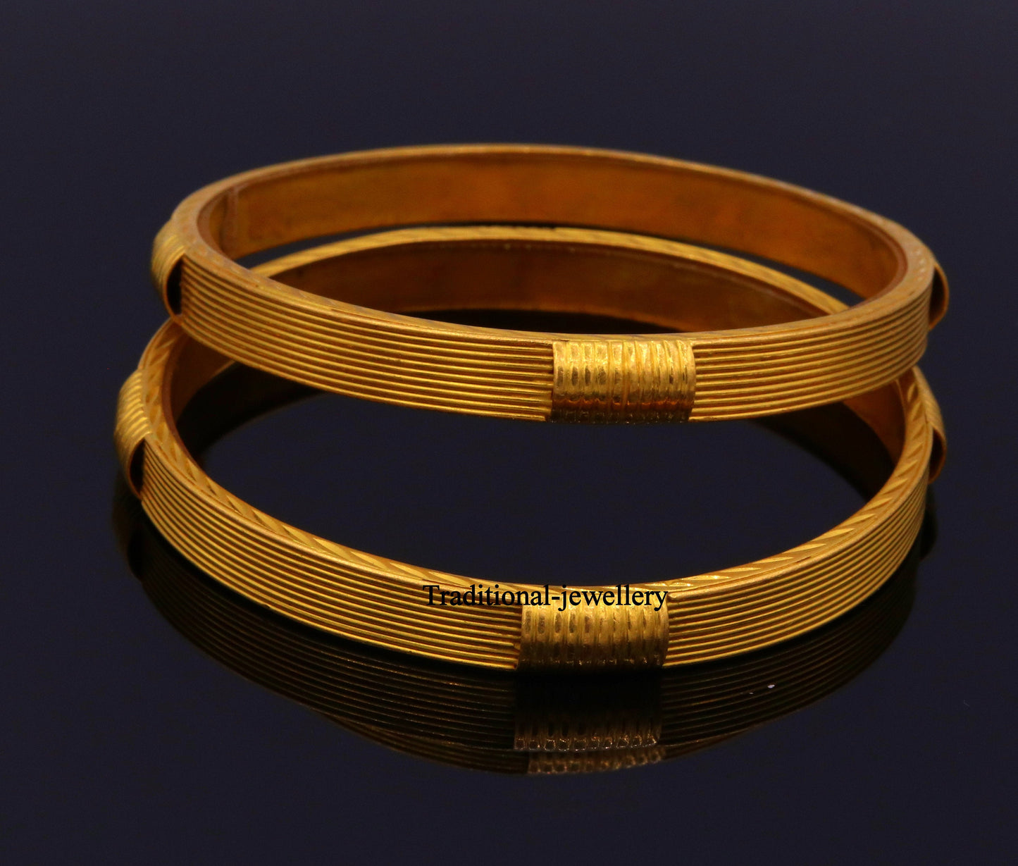 22kt yellow solid gold vintage antique designer bangle bracelet women's wedding anniversary jewelry belly dance - TRIBAL ORNAMENTS