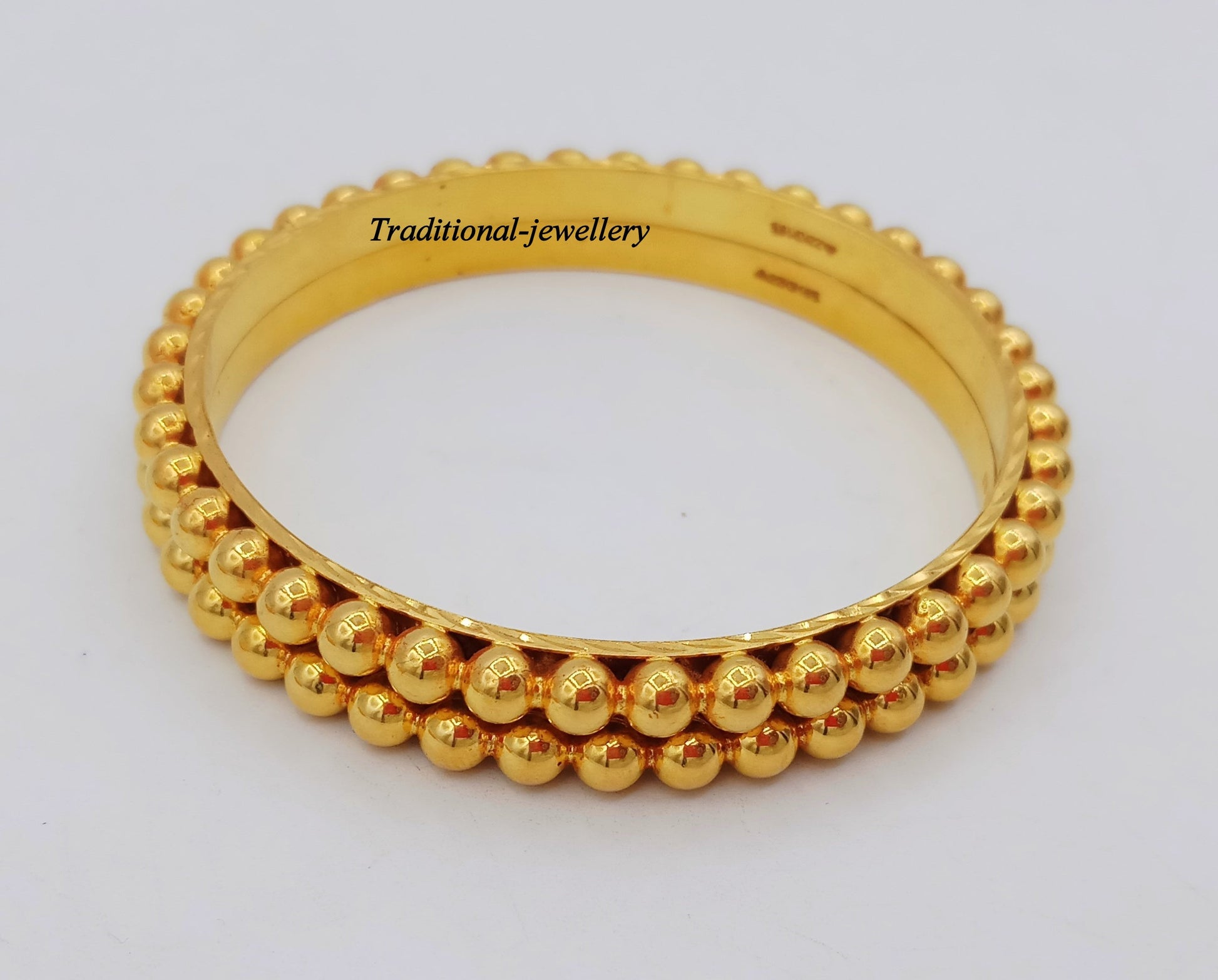 Vintage antique style handmade 22kt yellow gold bangle bracelet women's wedding anniversary Rajasthan kakan set jewelry - TRIBAL ORNAMENTS