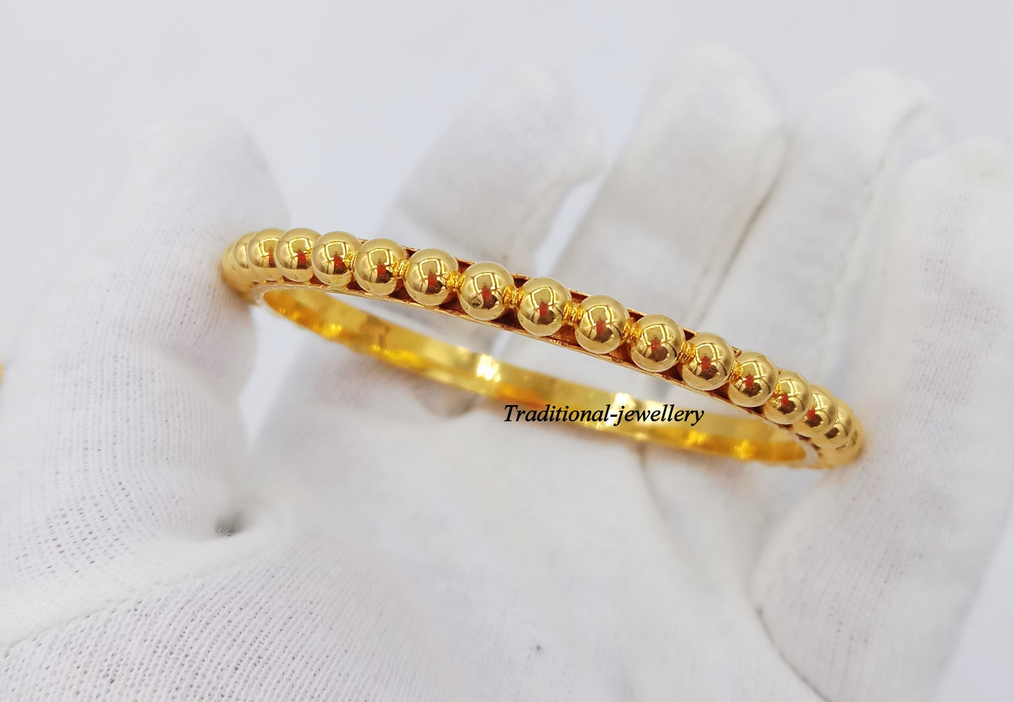 Vintage antique style handmade 22kt yellow gold bangle bracelet women's wedding anniversary Rajasthan kakan set jewelry - TRIBAL ORNAMENTS
