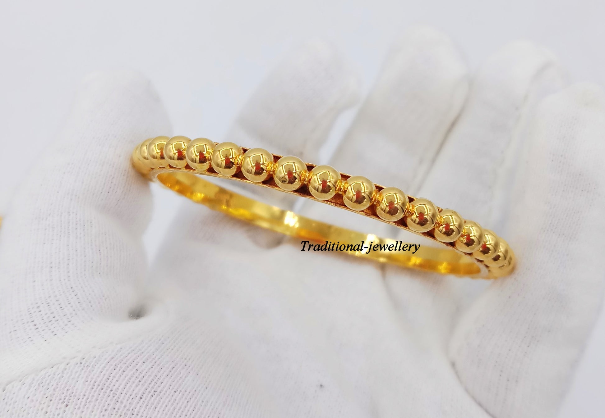 Vintage antique style handmade 22kt yellow gold bangle bracelet women's wedding anniversary Rajasthan kakan set jewelry - TRIBAL ORNAMENTS