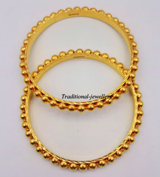 Vintage antique style handmade 22kt yellow gold bangle bracelet women's wedding anniversary Rajasthan kakan set jewelry - TRIBAL ORNAMENTS