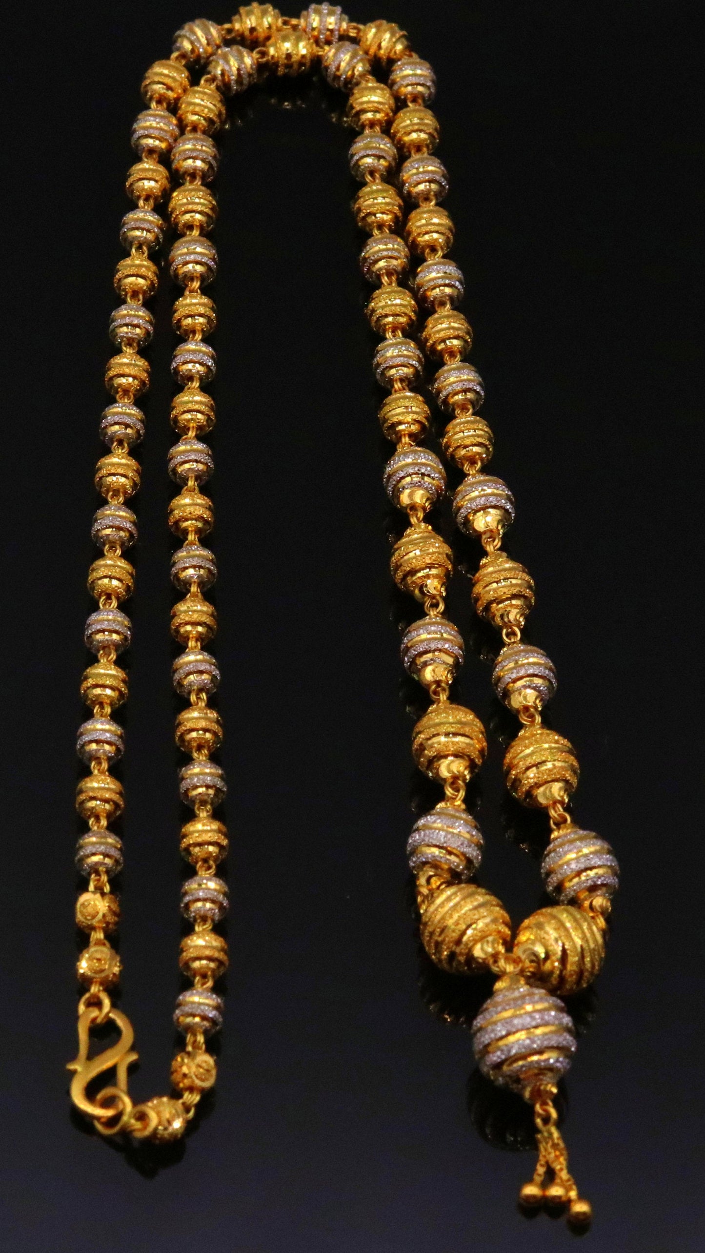 Vintage traditional jewelry handmade 22 karat gold beads necklace chain women's jewelry - TRIBAL ORNAMENTS
