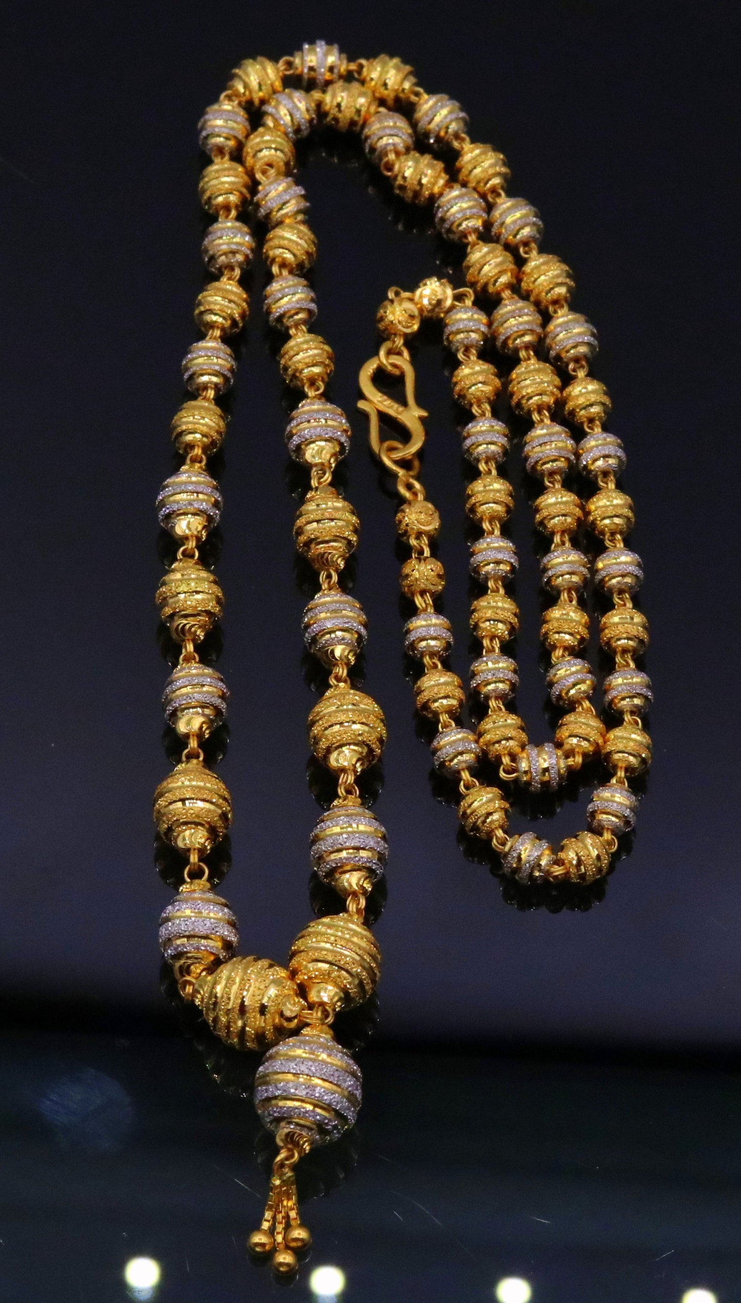 Vintage traditional jewelry handmade 22 karat gold beads necklace chain women's jewelry - TRIBAL ORNAMENTS