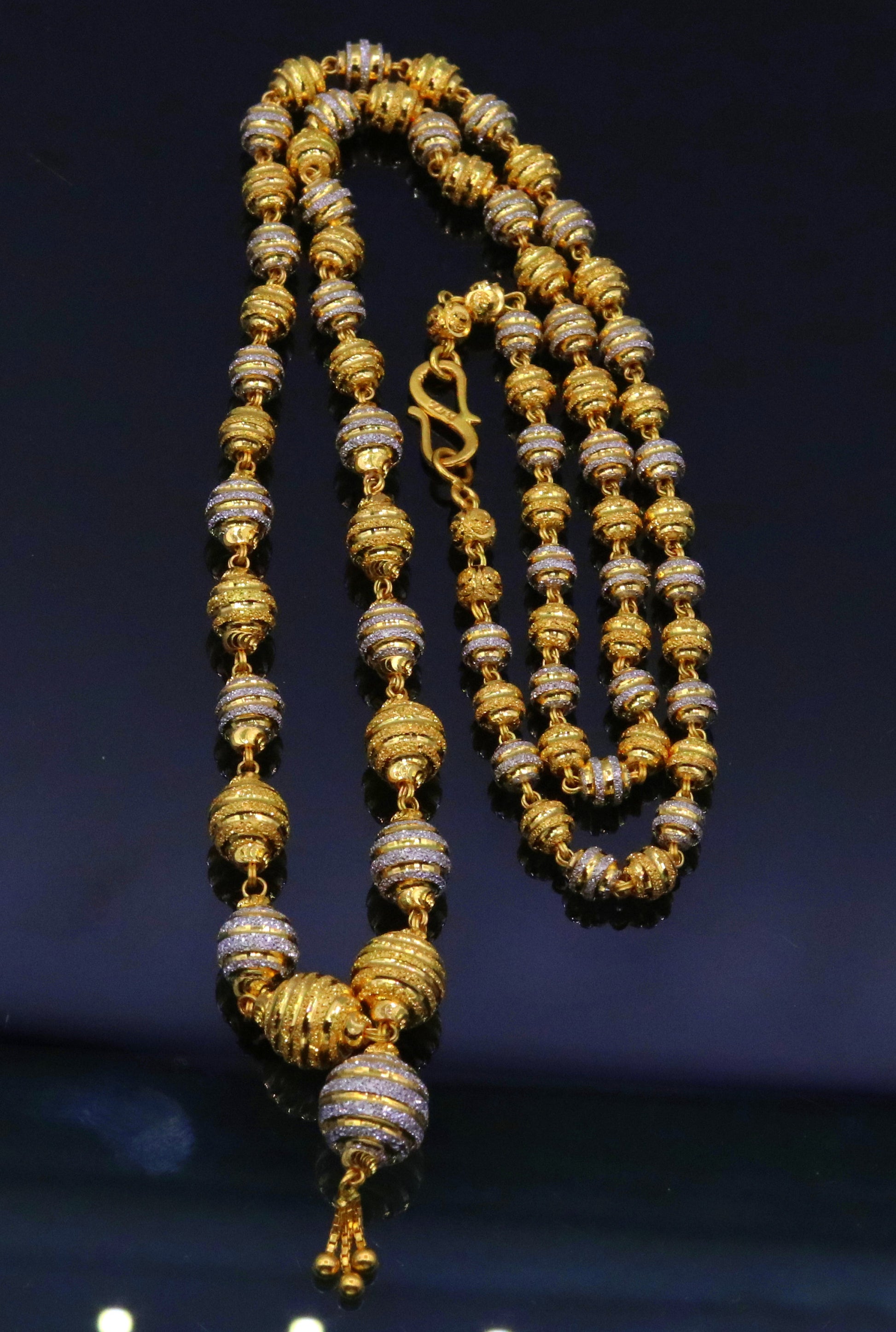 Vintage traditional jewelry handmade 22 karat gold beads necklace chain women's jewelry - TRIBAL ORNAMENTS