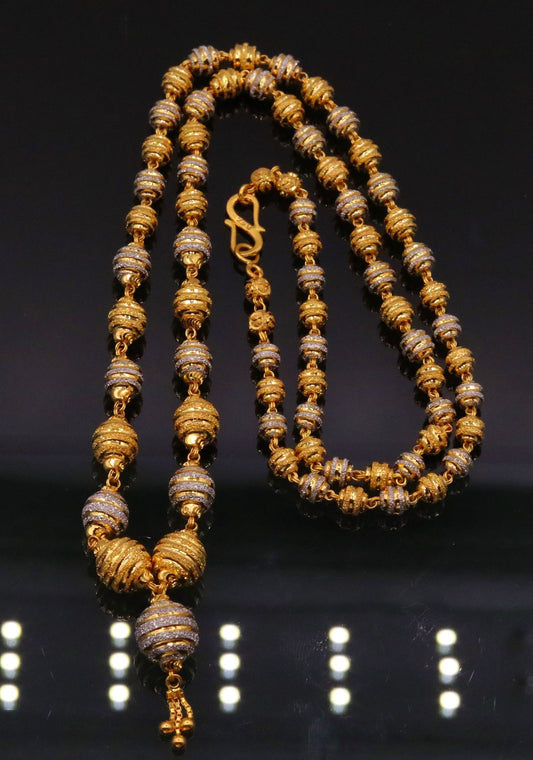 Vintage traditional jewelry handmade 22 karat gold beads necklace chain women's jewelry - TRIBAL ORNAMENTS
