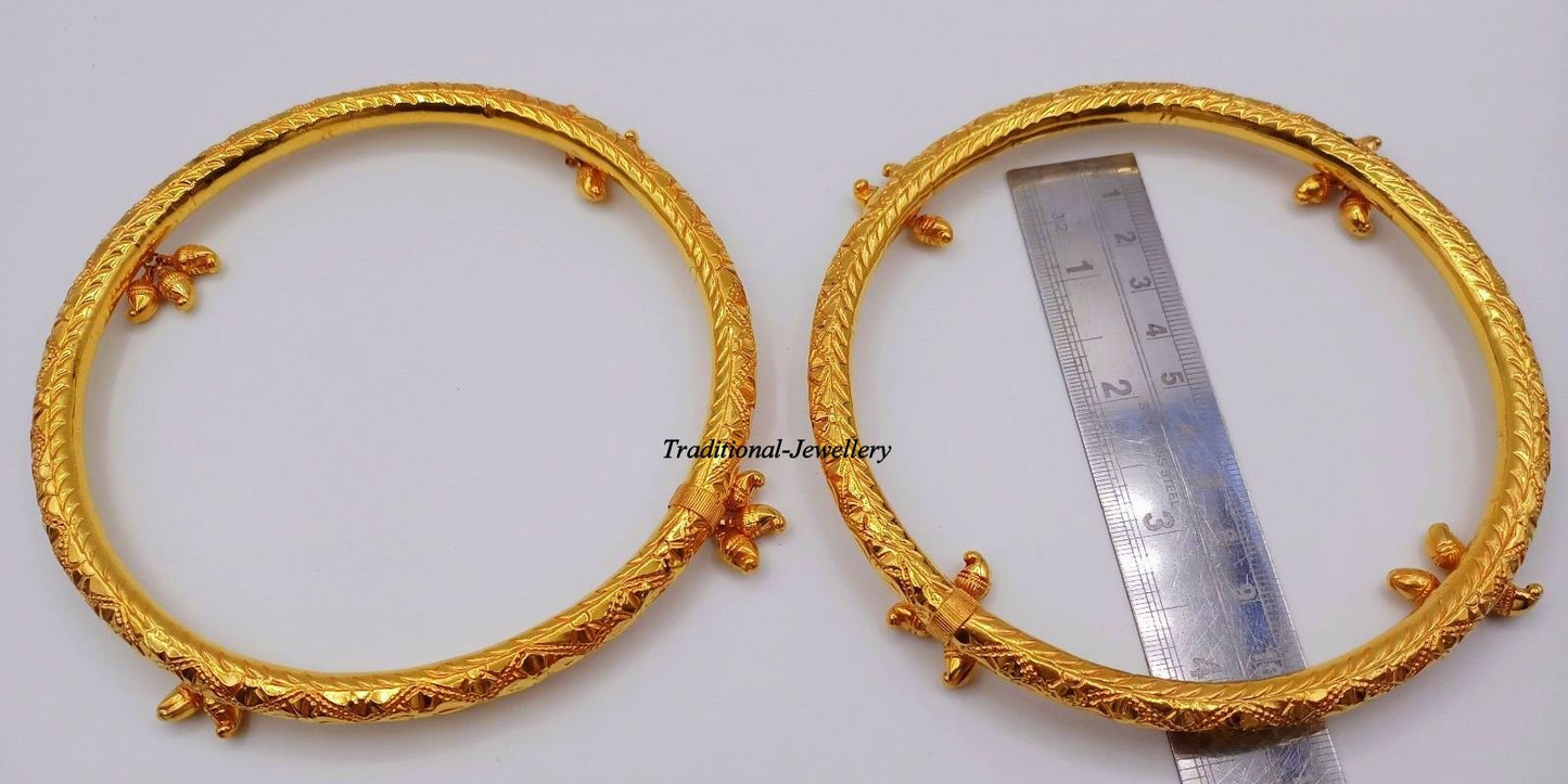 Vintage handmade antique design fabulous 22karat yellow gold foot bracelet ankle bracelet anklet pair women's tribal jewelry - TRIBAL ORNAMENTS