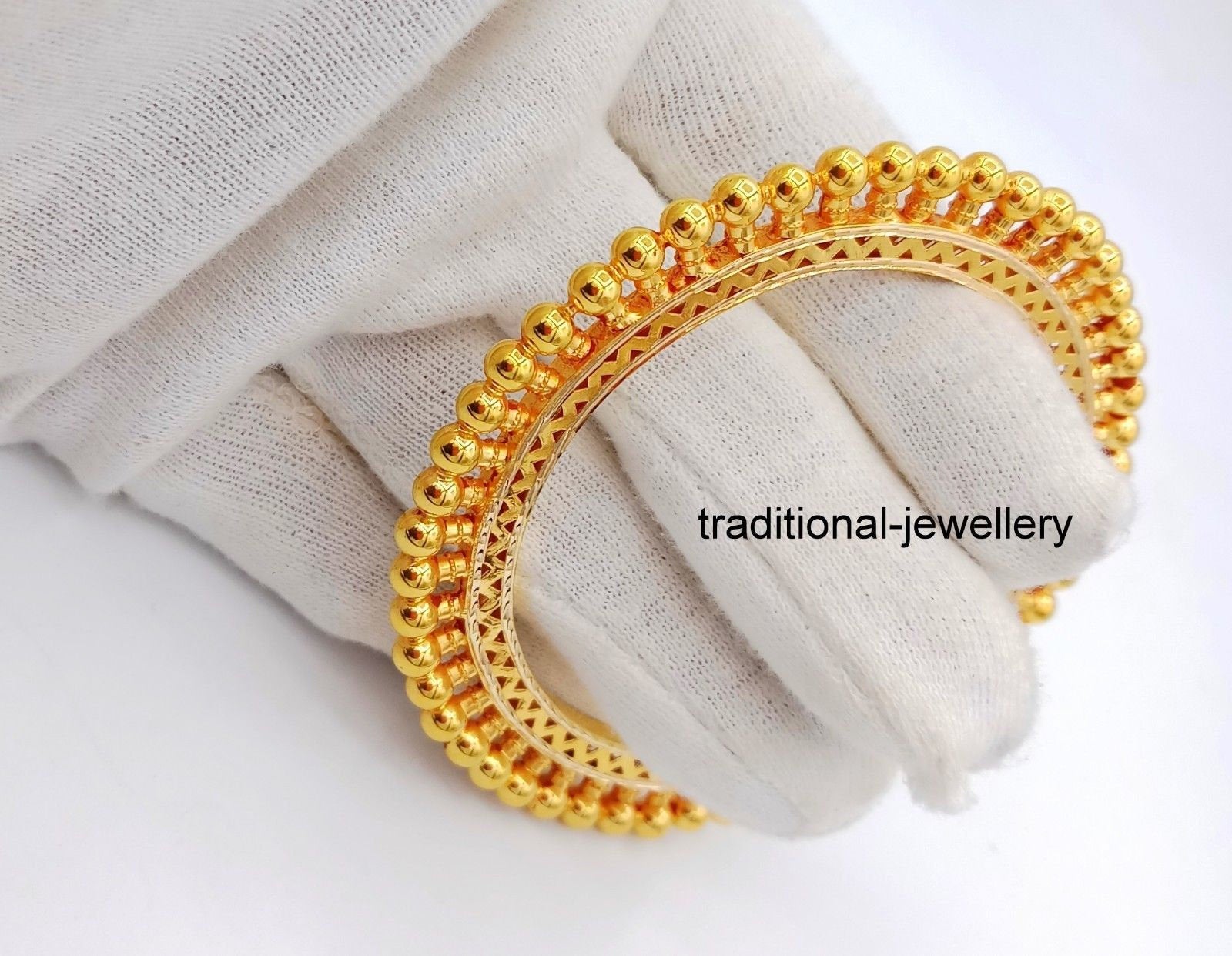 Vintage antique handmade 22karat yellow gold bangle bracelet indian wedding jewelry excellent kangan kakan tribal jewelry - TRIBAL ORNAMENTS