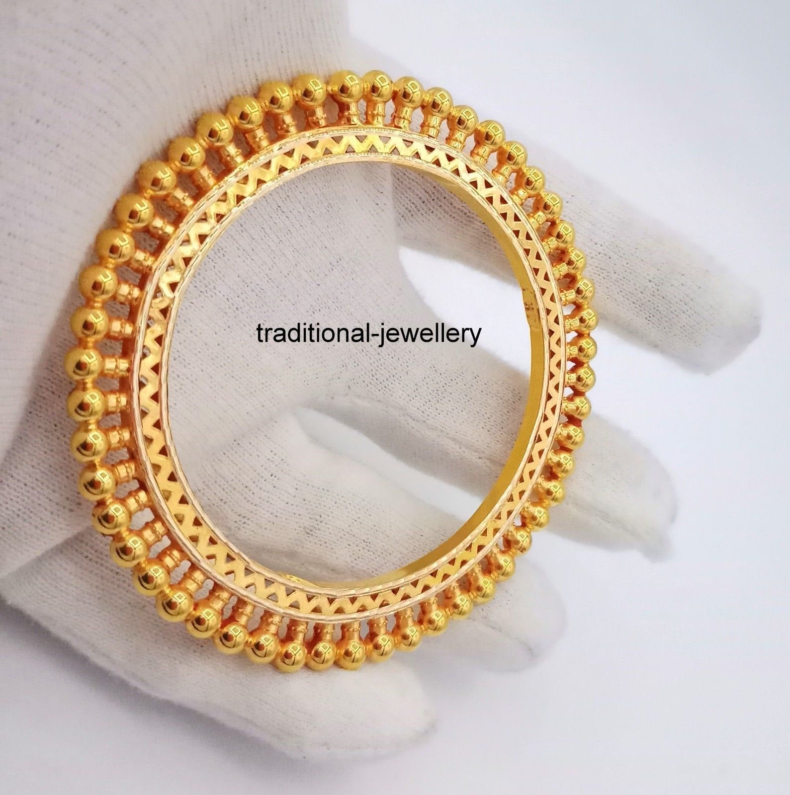 Vintage antique handmade 22karat yellow gold bangle bracelet indian wedding jewelry excellent kangan kakan tribal jewelry - TRIBAL ORNAMENTS