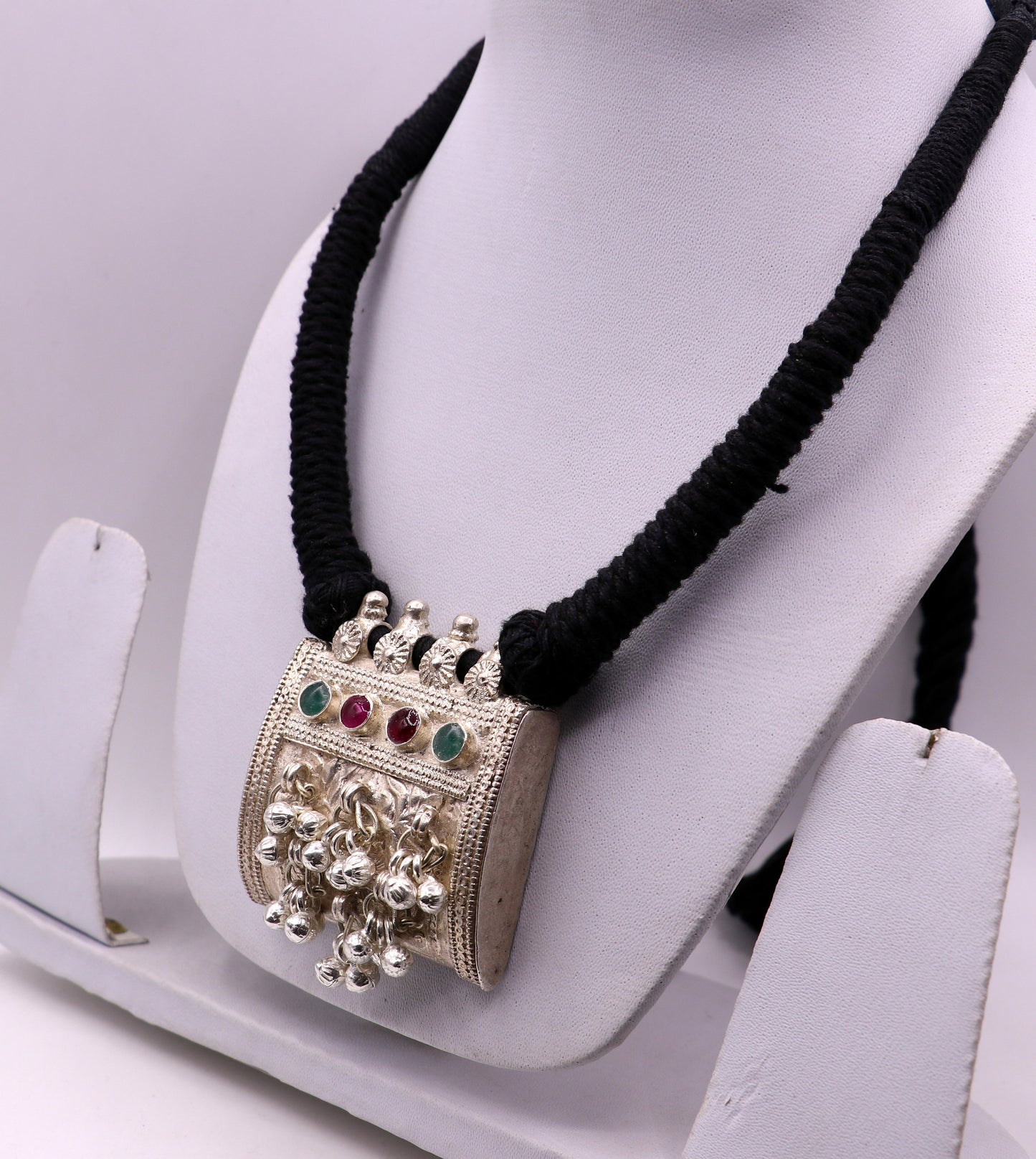 Vintage antique silver handmade old fabulous amulet necklace tribal belly dance jewelry ethnic ornament from rajasthan india osn02 - TRIBAL ORNAMENTS