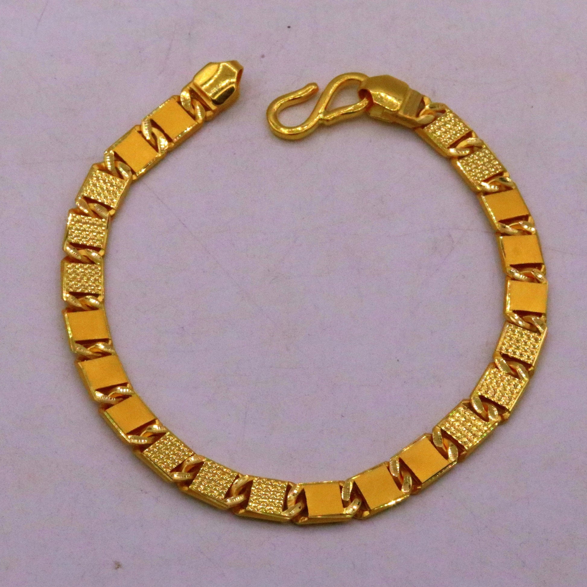 Certified genuine 22kt yellow gold handmade solid bar Royal nawabi Chain or Bracelet fabulous diamond cut design men's jewelry br26 - TRIBAL ORNAMENTS