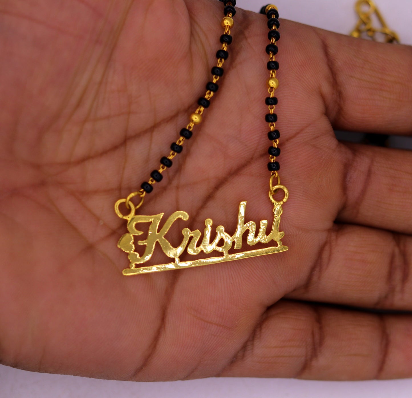 22k yellow gold handmade Solid Gold English Name Necklace Gold Name Necklace - Old English Necklace - Personalized Necklace - Gift for her - TRIBAL ORNAMENTS
