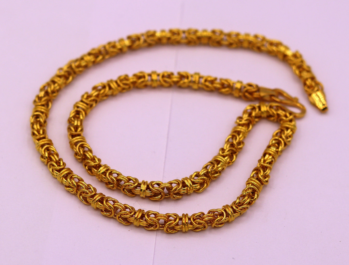 Certified 22kt yellow gold handmade fabulous byzantine amazing chain necklace unisex gifting jewelry from rajasthan india - TRIBAL ORNAMENTS