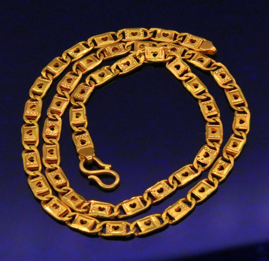 Handmade excellent diamond cut designer 22kt yellow gold nawabi chain necklace best gifting jewelry from india - TRIBAL ORNAMENTS