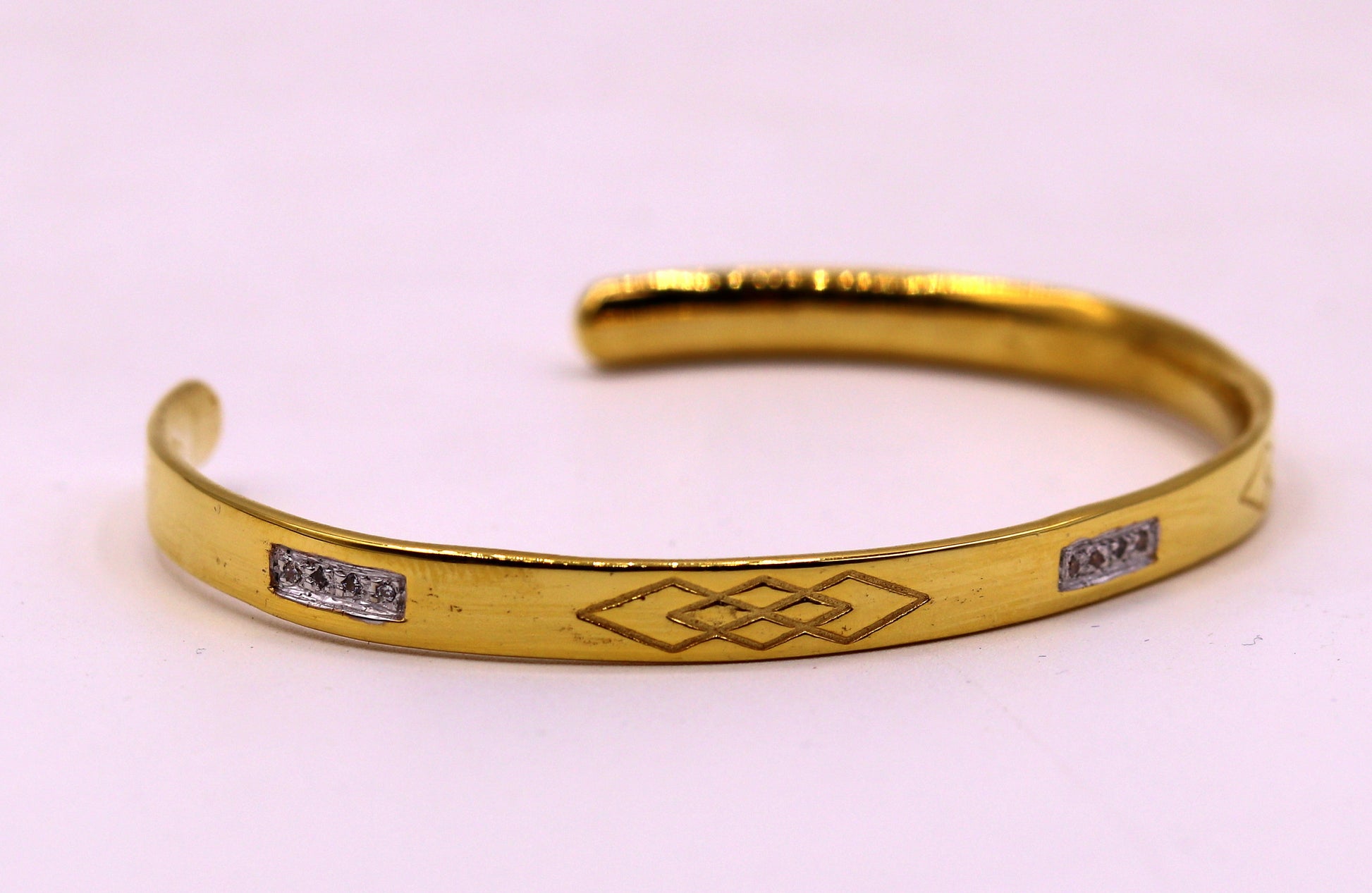 22k yellow gold solid handmade gorgeous open face bangle bracelet kada unisex gifting jewelry from india - TRIBAL ORNAMENTS