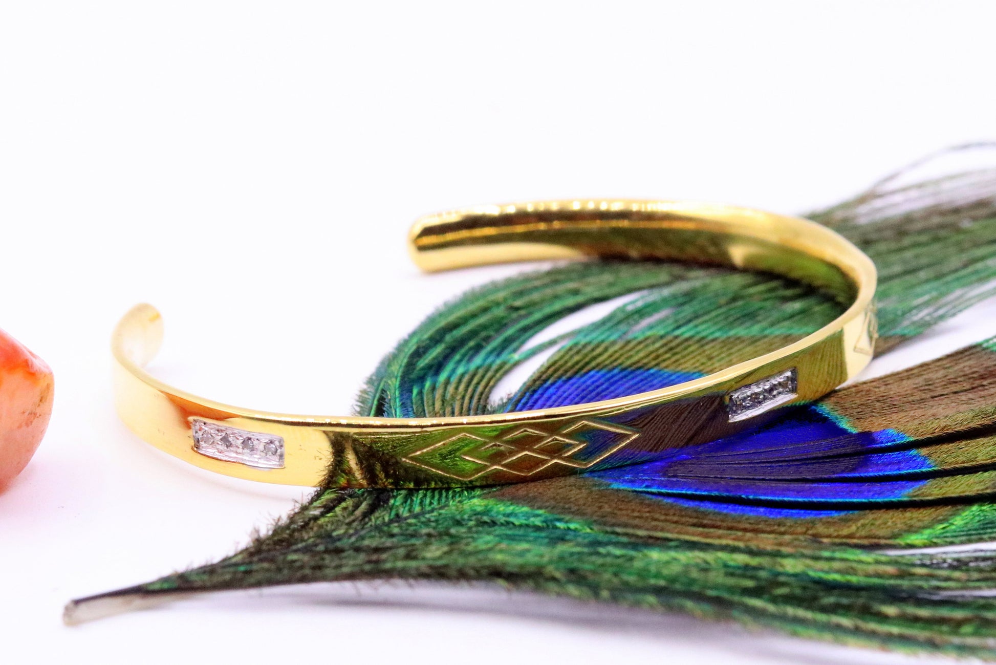 22k yellow gold solid handmade gorgeous open face bangle bracelet kada unisex gifting jewelry from india - TRIBAL ORNAMENTS