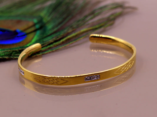 22k yellow gold solid handmade gorgeous open face bangle bracelet kada unisex gifting jewelry from india - TRIBAL ORNAMENTS