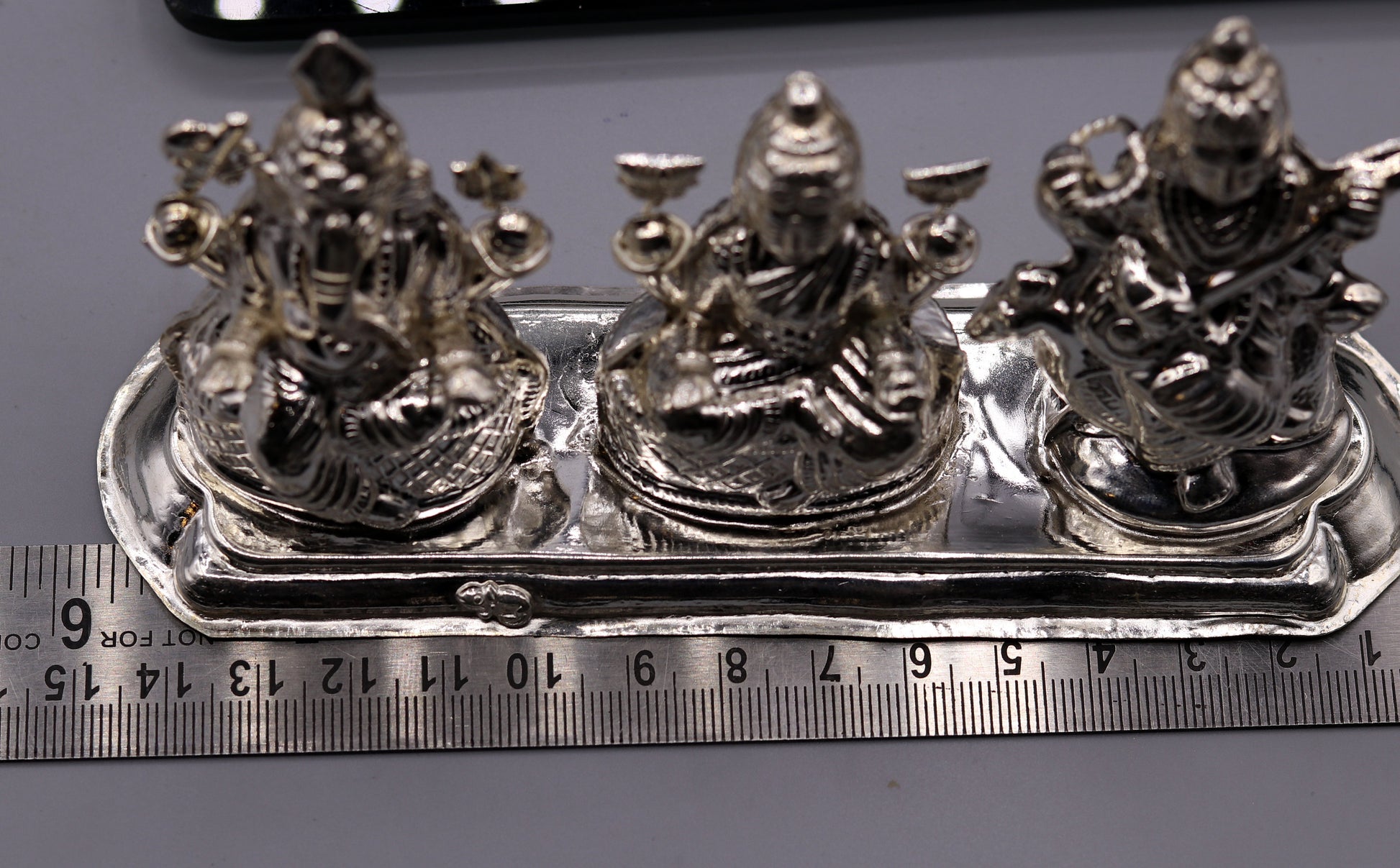 Vintage handmade silver Indian goddess Laxmi, Saraswati Ganesha figurine statue art for puja, puja article, silver utensils, silver art - TRIBAL ORNAMENTS
