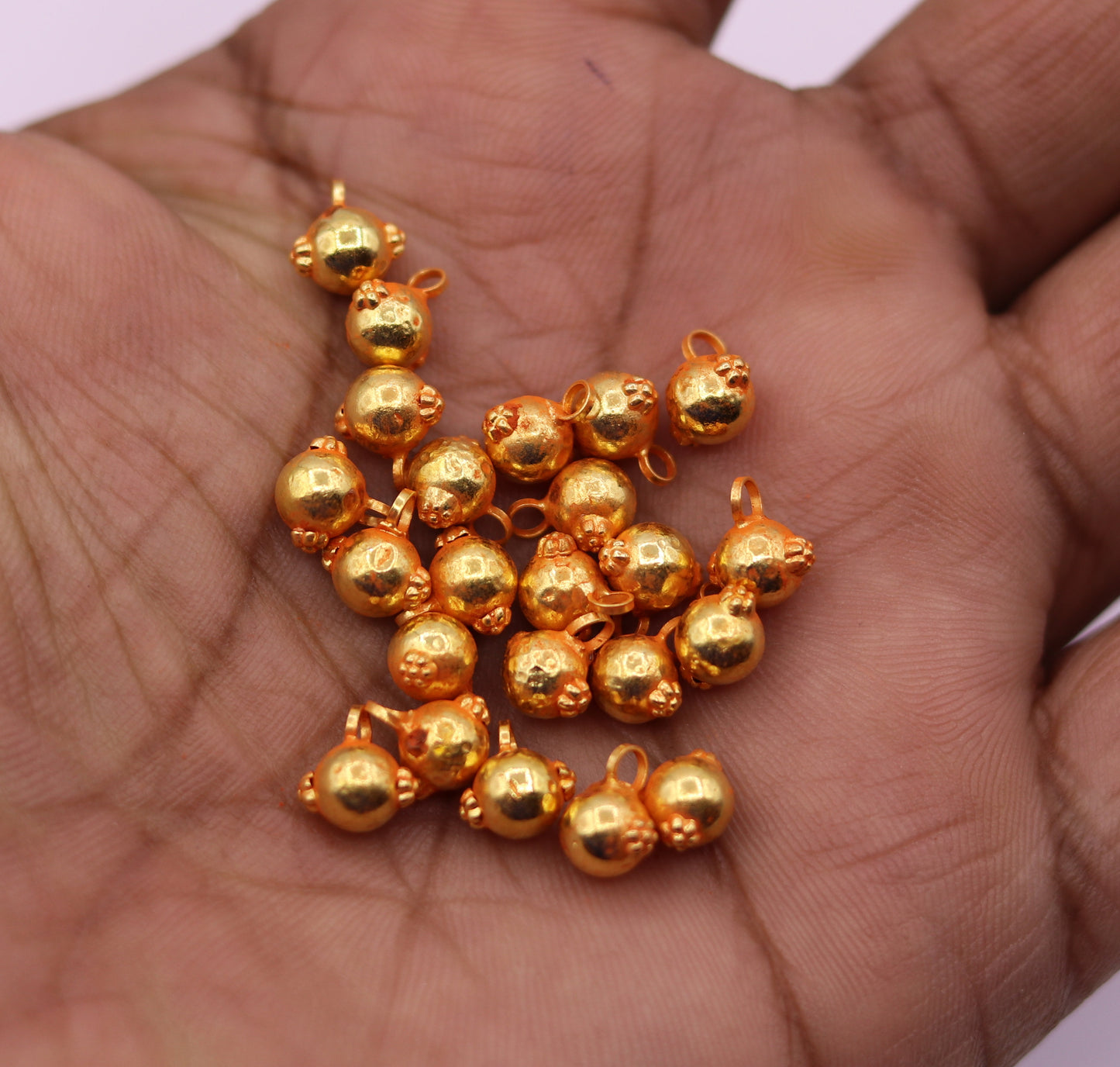 Lot 20 pieces Vintage antique design handmade hanging bells or ball fabulous 22karat yellow gold findings jewelry making ideas - TRIBAL ORNAMENTS