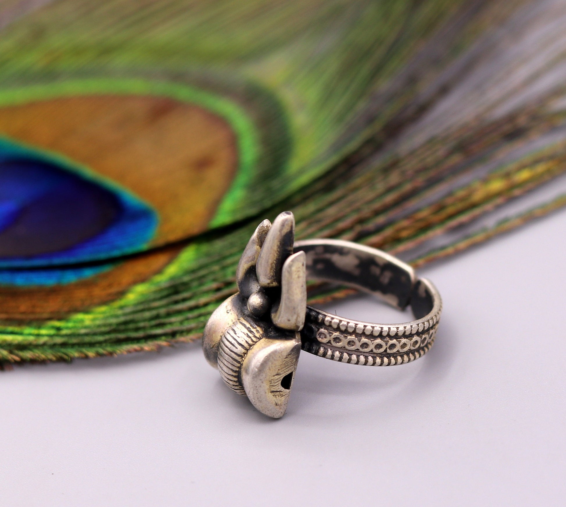 Vintage handmade 925 silver beautiful customized lord shiva trishul damaru shape fabulous adjustable tribal jewelry sr25 - TRIBAL ORNAMENTS