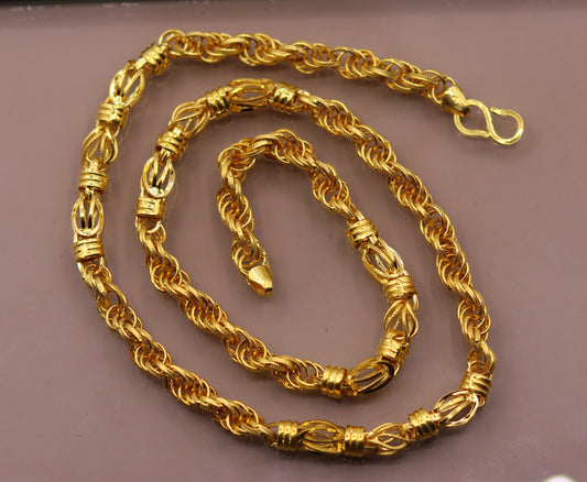 22k yellow gold handmade gorgeous customized design chain necklace genuine hallmarked unisex jewelry ch183 - TRIBAL ORNAMENTS