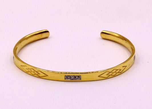 22k yellow gold solid handmade gorgeous open face bangle bracelet kada unisex gifting jewelry from india - TRIBAL ORNAMENTS