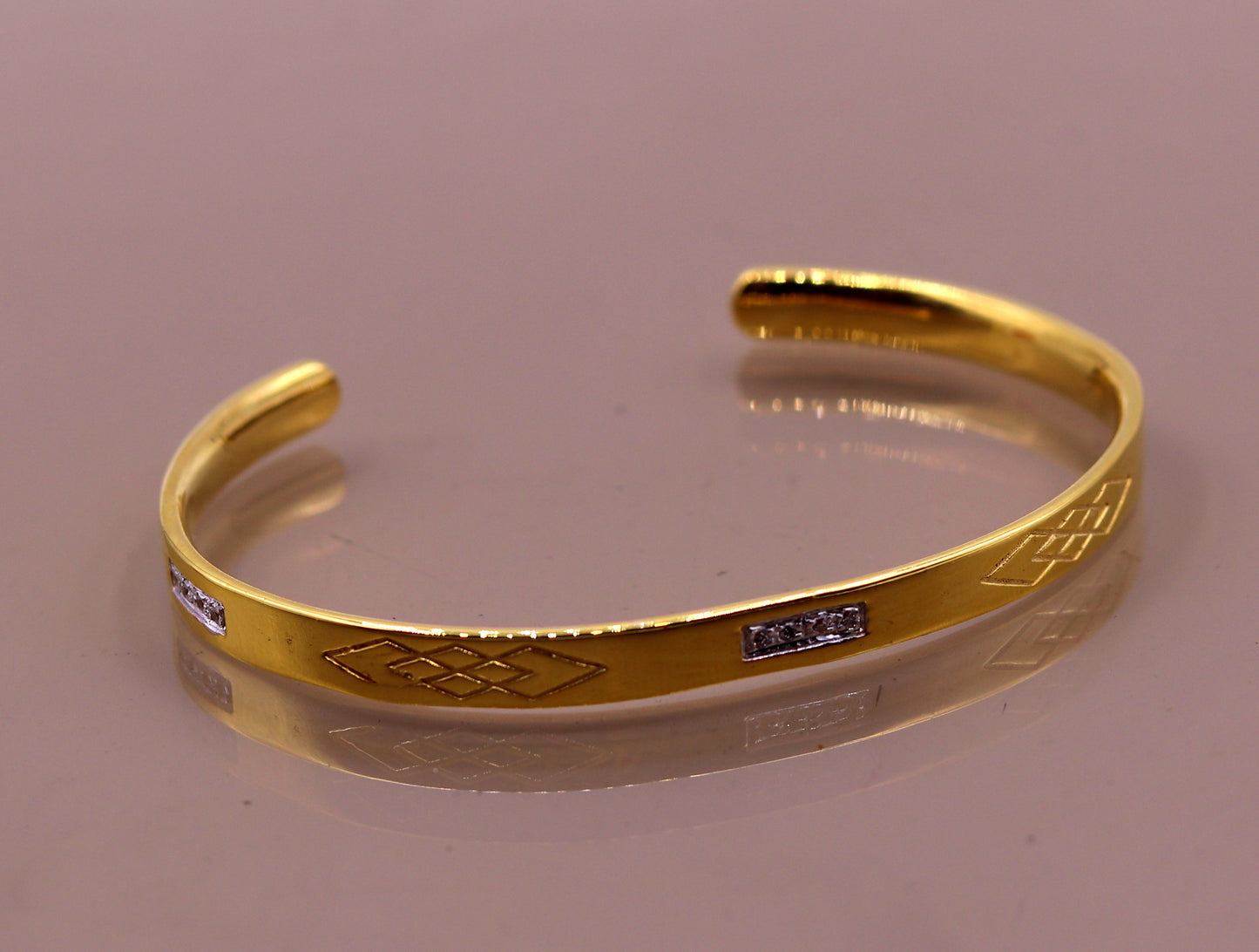 22k yellow gold solid handmade gorgeous open face bangle bracelet kada unisex gifting jewelry from india - TRIBAL ORNAMENTS