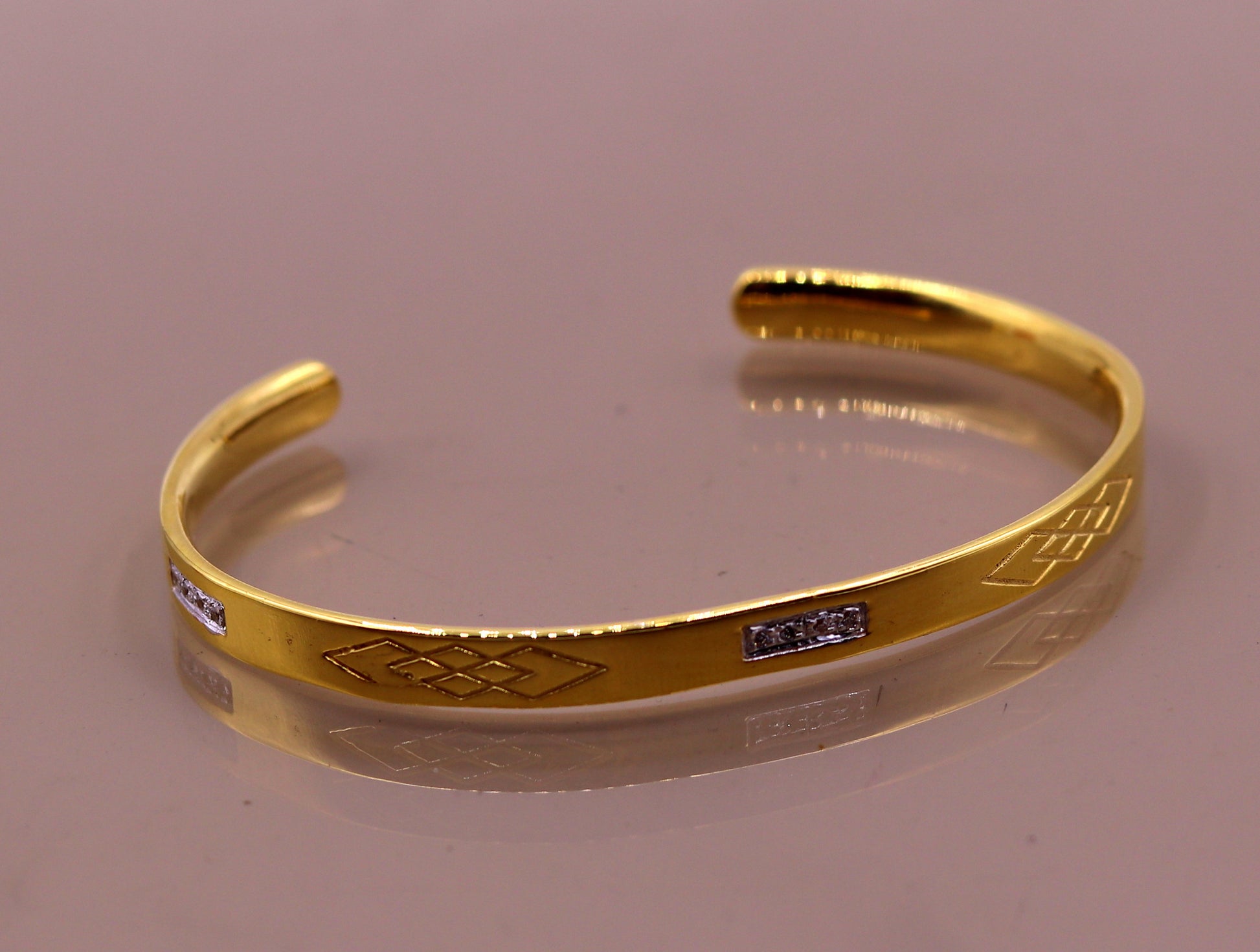 22k yellow gold solid handmade gorgeous open face bangle bracelet kada unisex gifting jewelry from india - TRIBAL ORNAMENTS