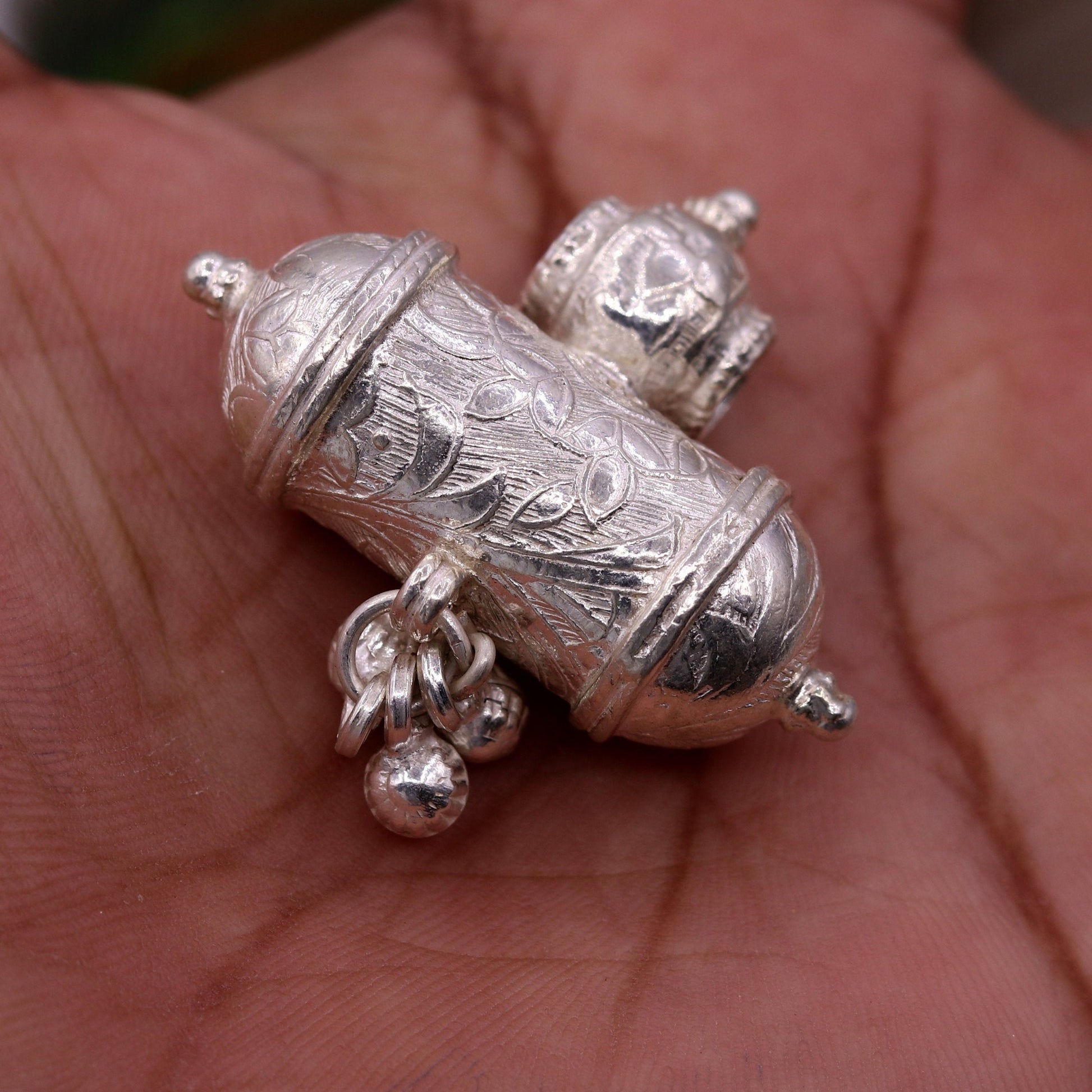 Vintage design antique handmade sterling silver gorgeous amulet pendant locket unisex necklace jewelry india sa10 - TRIBAL ORNAMENTS