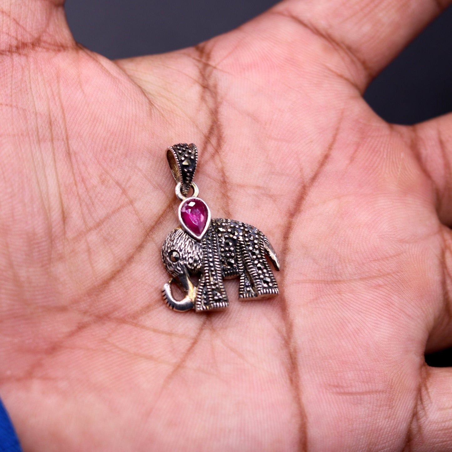 925 sterling silver handmade gorgeous Elephant pendant awesome unisex daily use jewelry from Rajasthan India nsp40 nsp40 - TRIBAL ORNAMENTS
