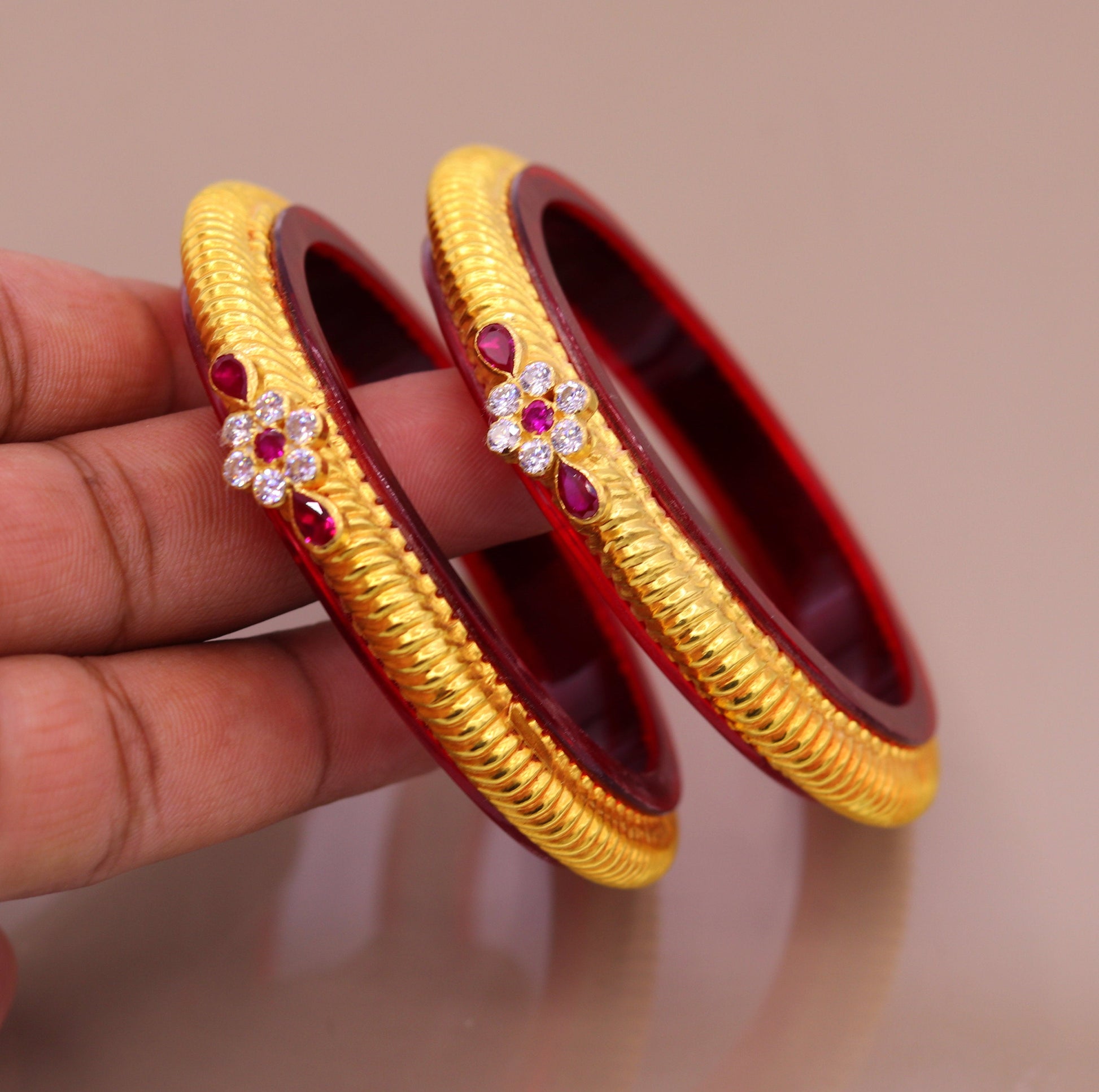 Authentic 22 kt yellow gold handmade amazing vintage design indian traditional tribal bangle bracelet kada jewelry from Rajasthan INDIA ba45 - TRIBAL ORNAMENTS