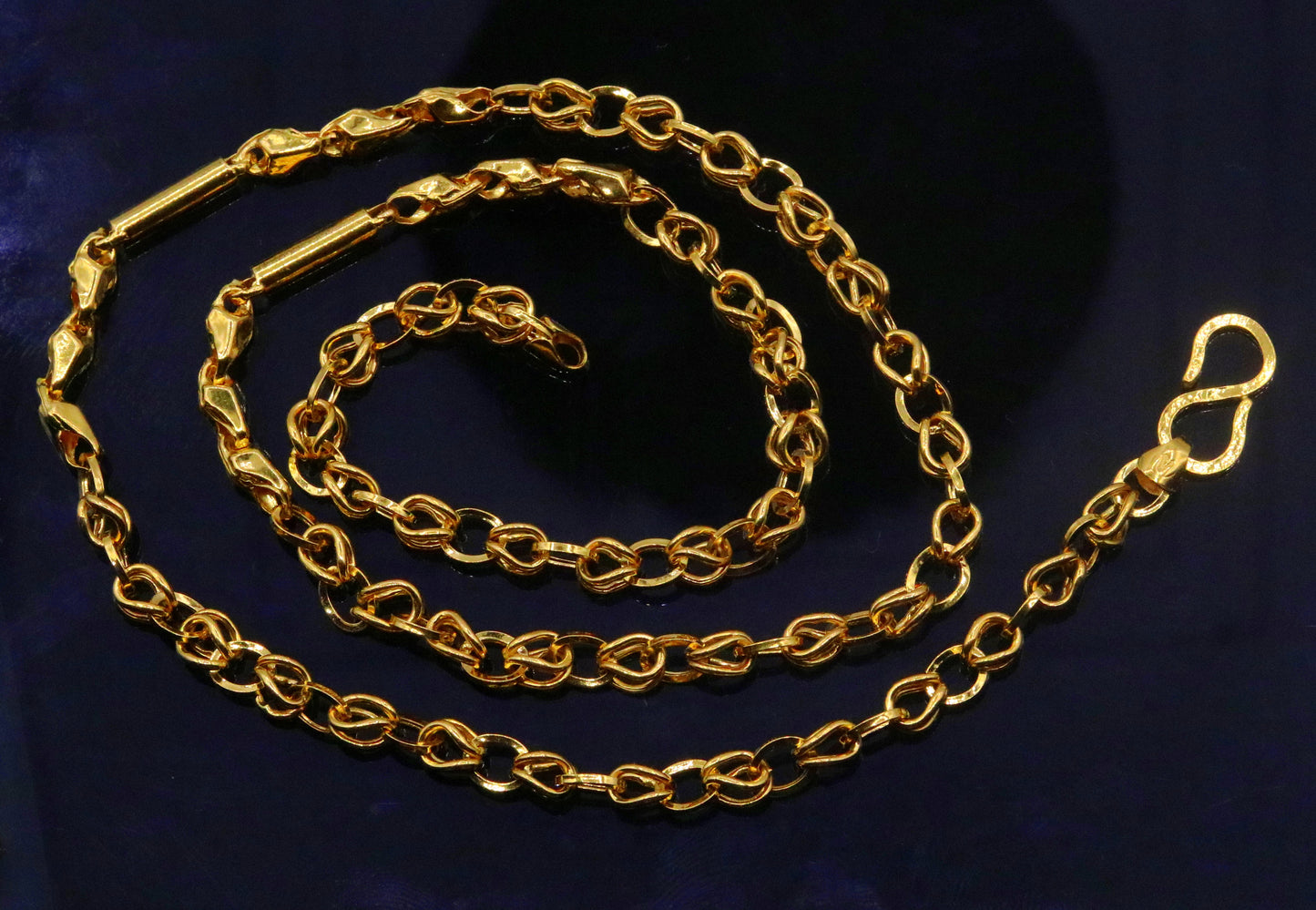 Vintage design handmade 22kt yellow gold fabulous link chain unisex gifting necklace chain with amazing design ch187 - TRIBAL ORNAMENTS