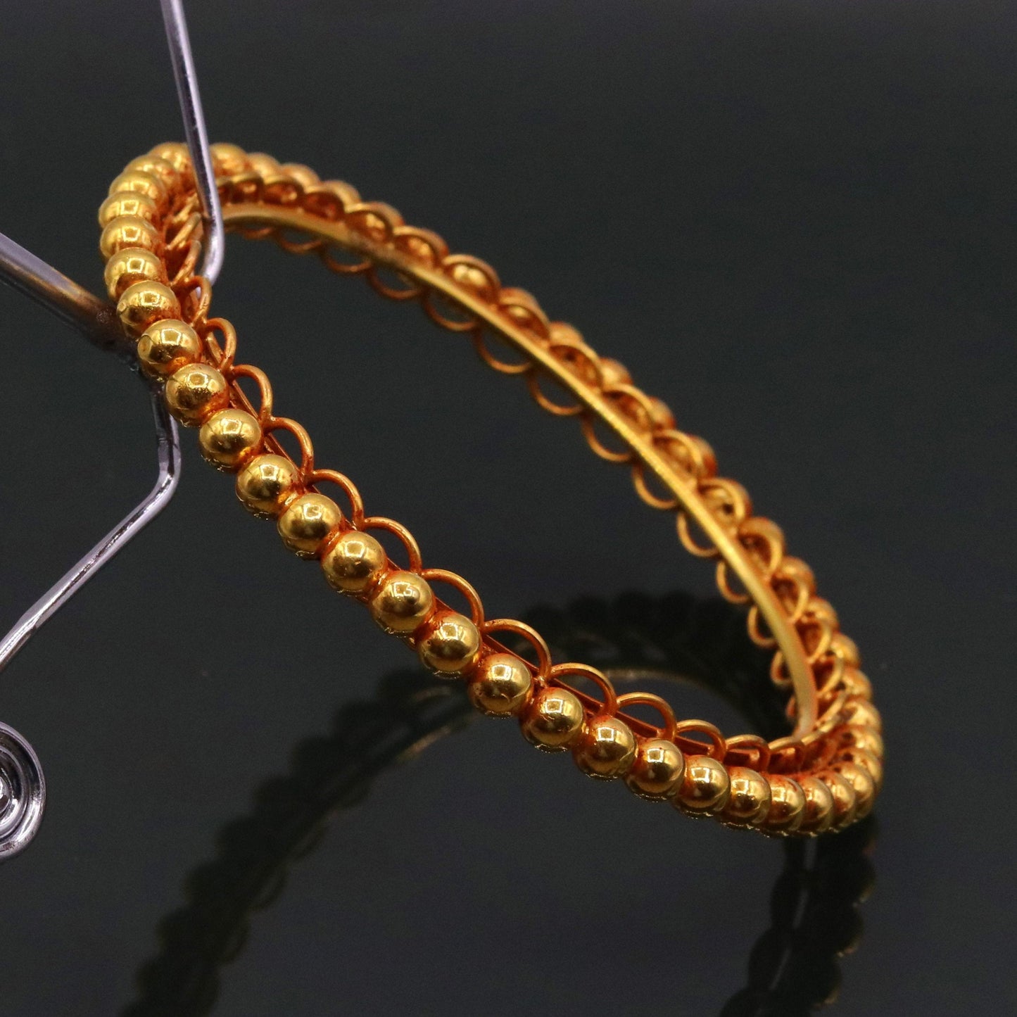 Genuine 22k yellow solid gold handmade vintage antique design rajasthan traditional bangle bracelet kangan jewelry ba42 - TRIBAL ORNAMENTS