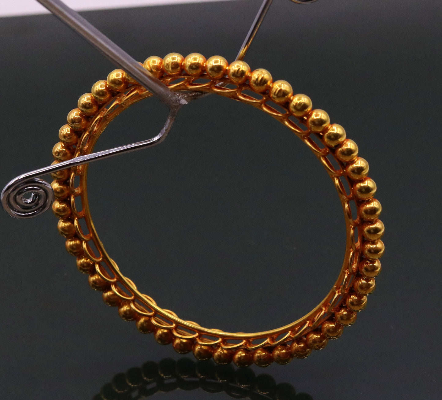 Genuine 22k yellow solid gold handmade vintage antique design rajasthan traditional bangle bracelet kangan jewelry ba42 - TRIBAL ORNAMENTS