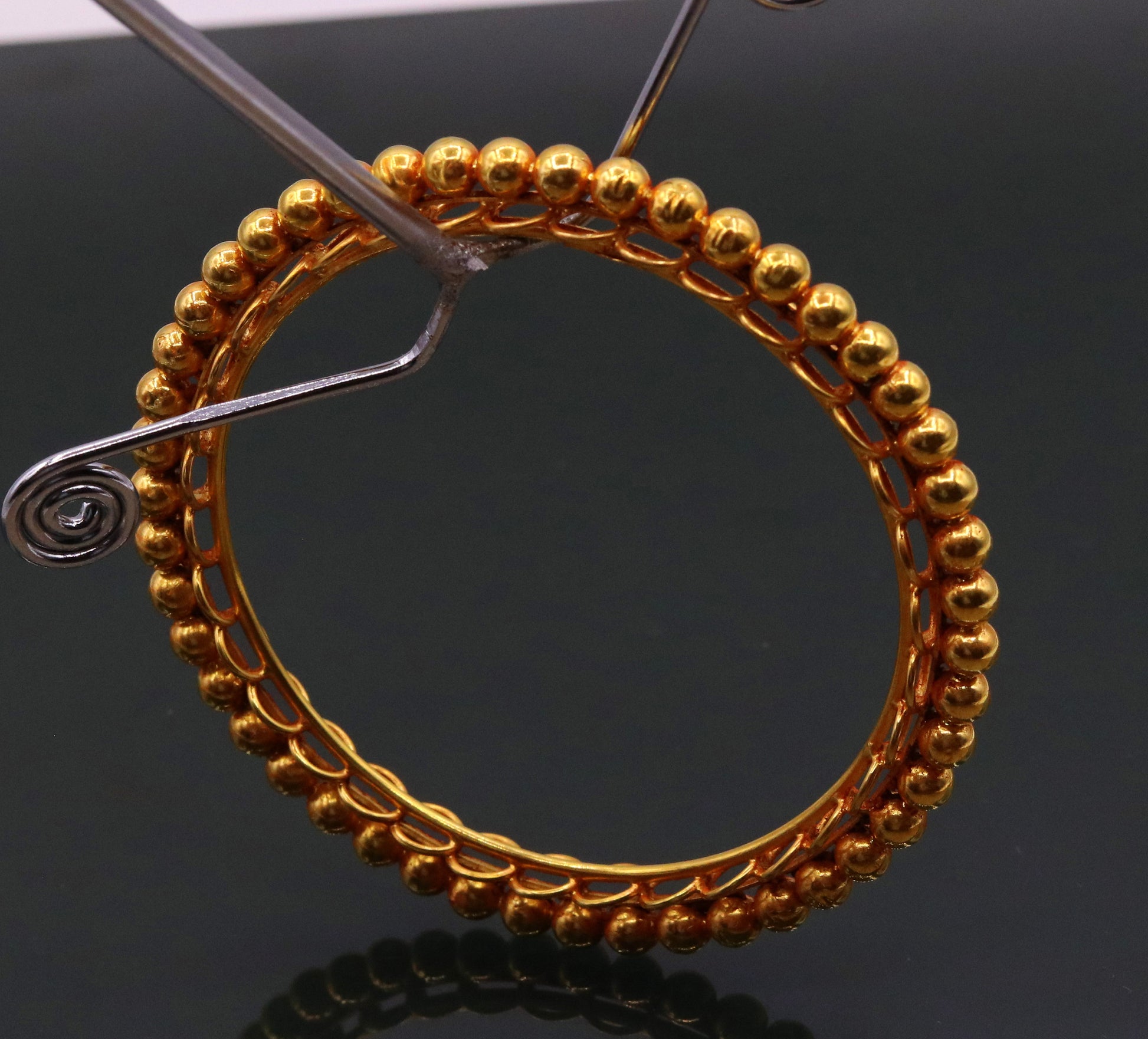 Genuine 22k yellow solid gold handmade vintage antique design rajasthan traditional bangle bracelet kangan jewelry ba42 - TRIBAL ORNAMENTS