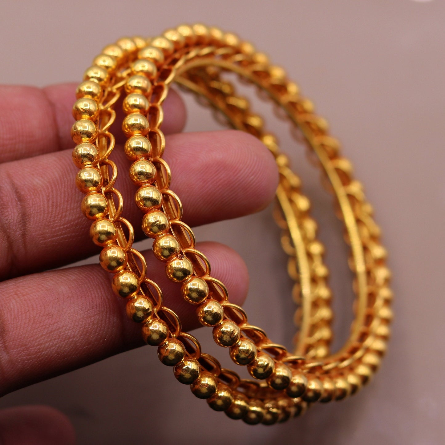 Vintage design handmade indian antique style solid gold bangle bracelet fabulous women's tribal jewelry from india ba43 - TRIBAL ORNAMENTS