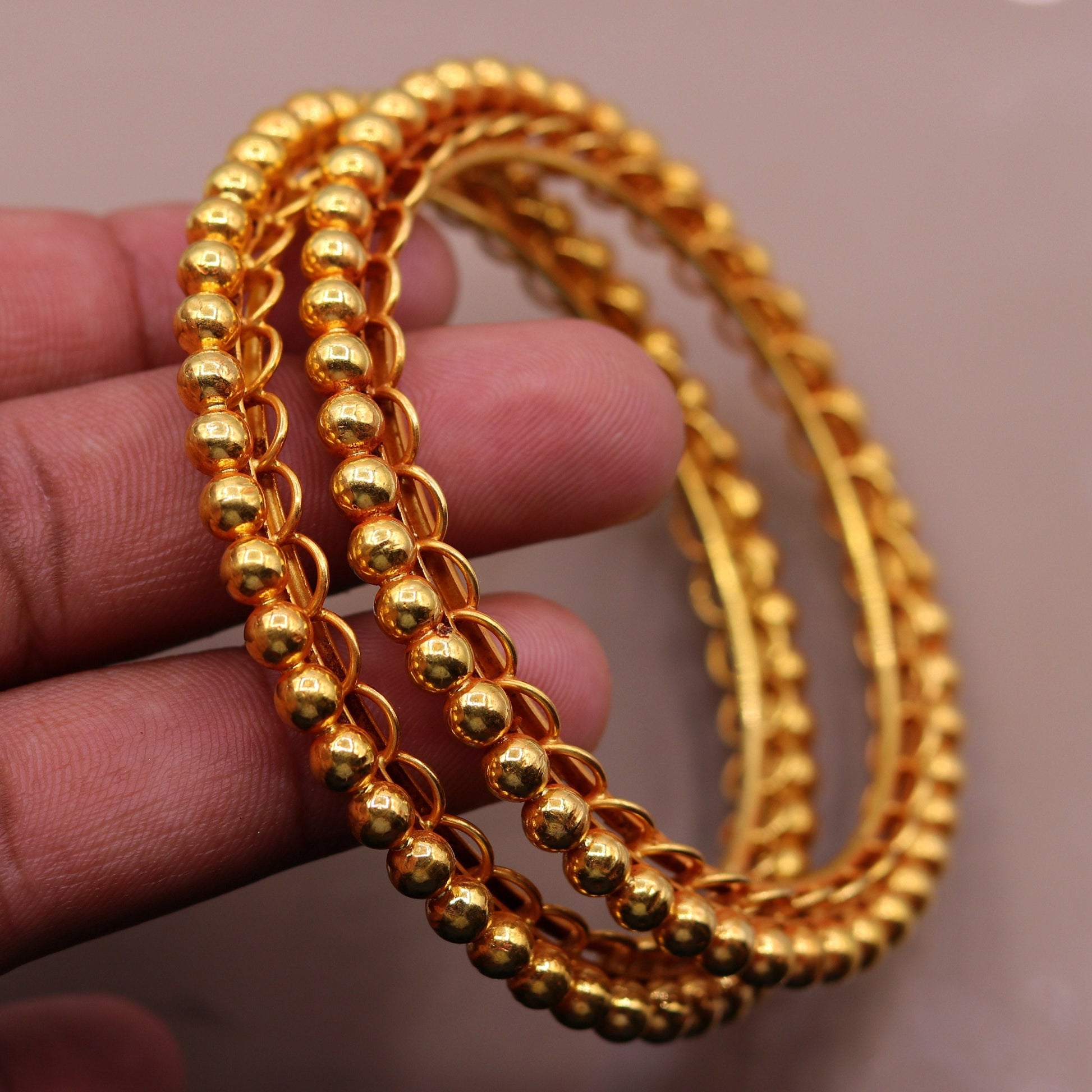 Vintage design handmade indian antique style solid gold bangle bracelet fabulous women's tribal jewelry from india ba43 - TRIBAL ORNAMENTS