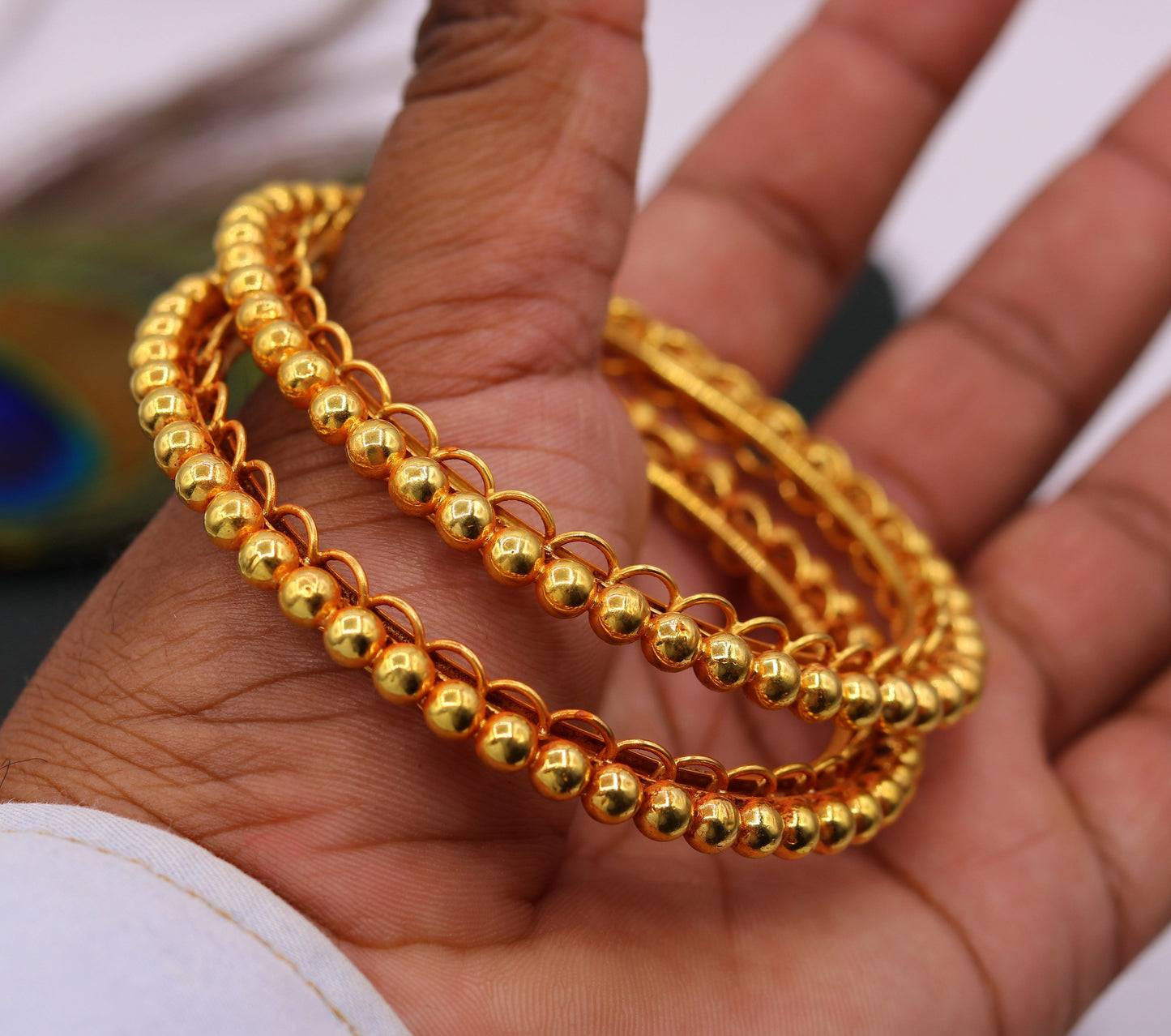 Vintage design handmade indian antique style solid gold bangle bracelet fabulous women's tribal jewelry from india ba43 - TRIBAL ORNAMENTS