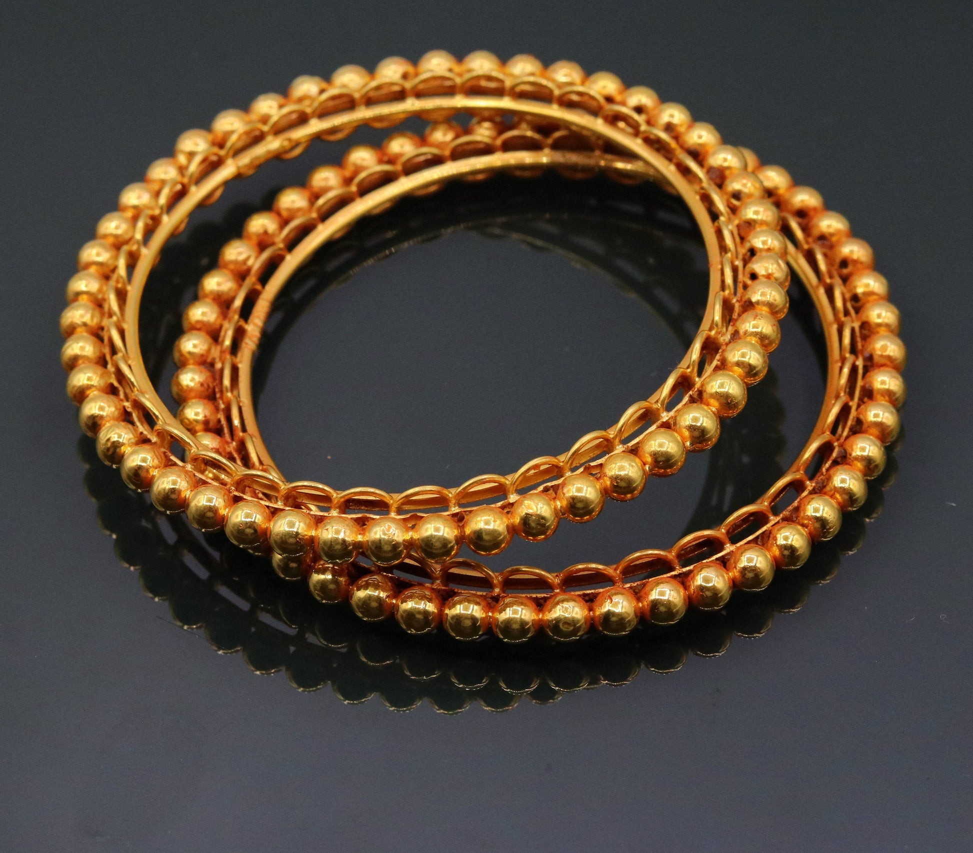 Vintage design handmade indian antique style solid gold bangle bracelet fabulous women's tribal jewelry from india ba43 - TRIBAL ORNAMENTS