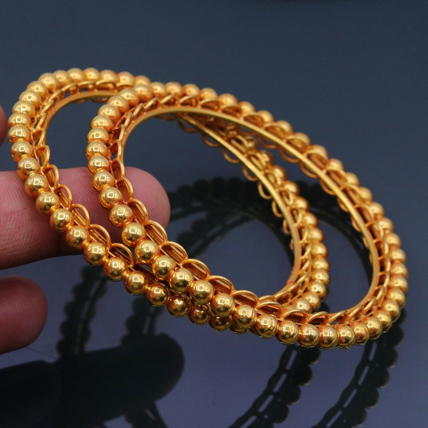 Handmade indian Designer antique style solid gold bangle bracelet fabulous women's traditional tribal jewelry from india ba43 - TRIBAL ORNAMENTS